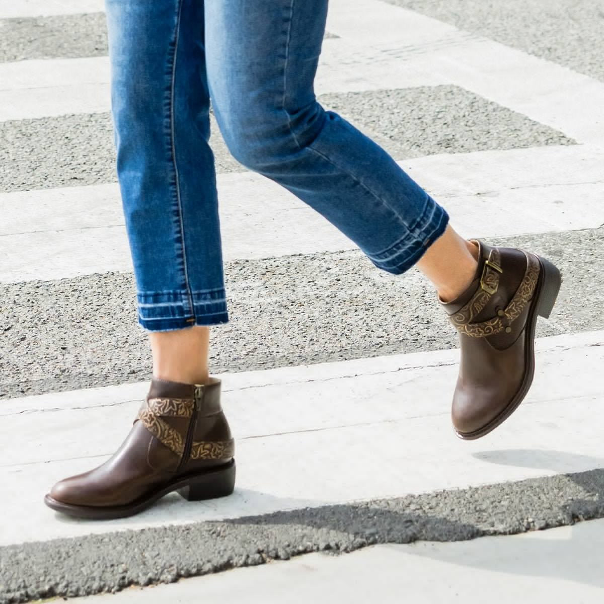Alegria Millie Comfort Leather Boot with Signature Arch Support Women's Boot - Embroider Me Brown - 2