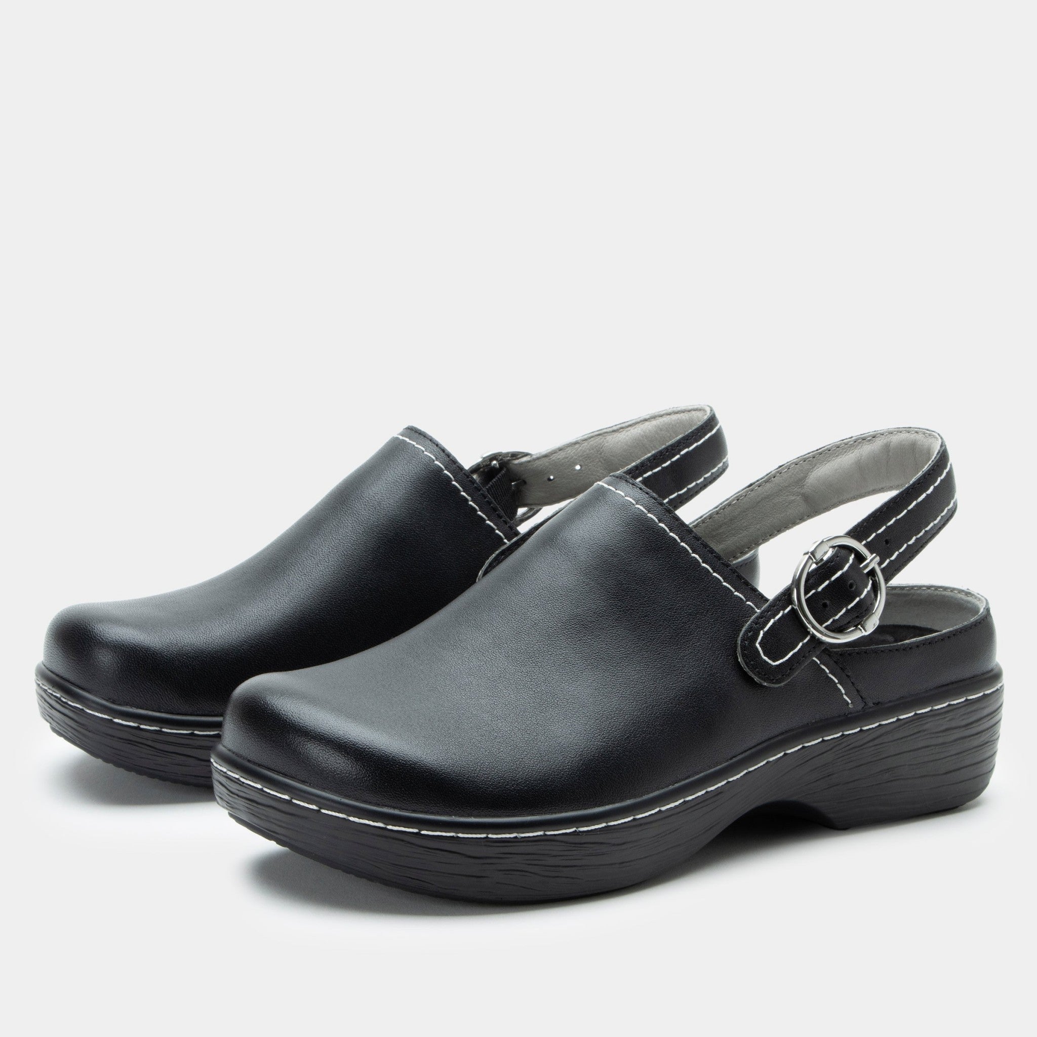 Alegria Olie Wood Look Rocker Comfort Arch Support Women's Clog - Black - 1