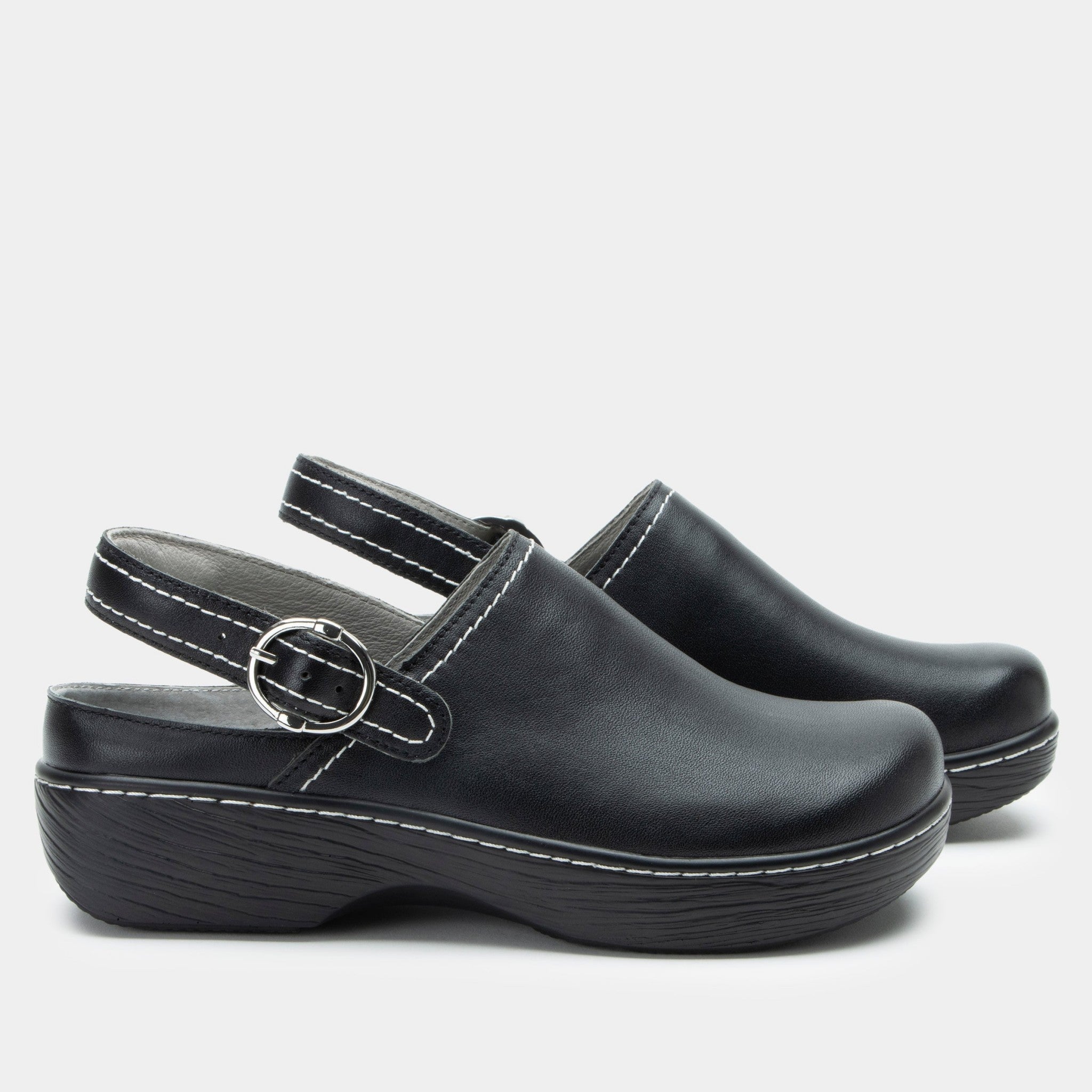 Alegria Olie Wood Look Rocker Comfort Arch Support Women's Clog - Black - 3