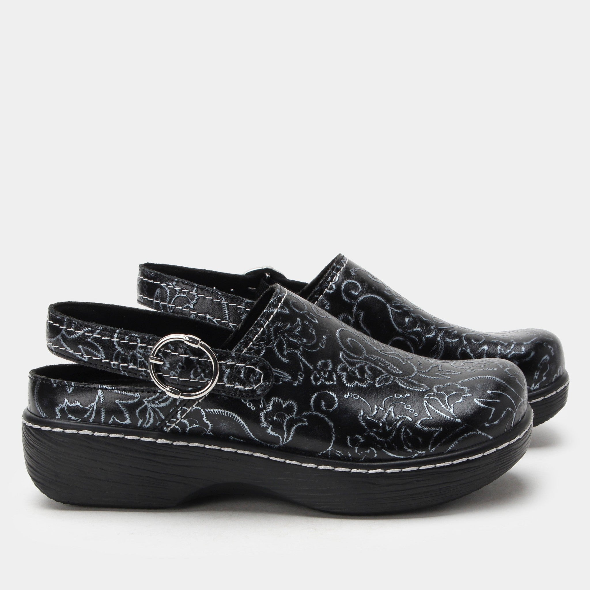 Alegria Olie Wood Look Rocker Comfort Arch Support Women's Clog - Embroider Me Pewter - 3