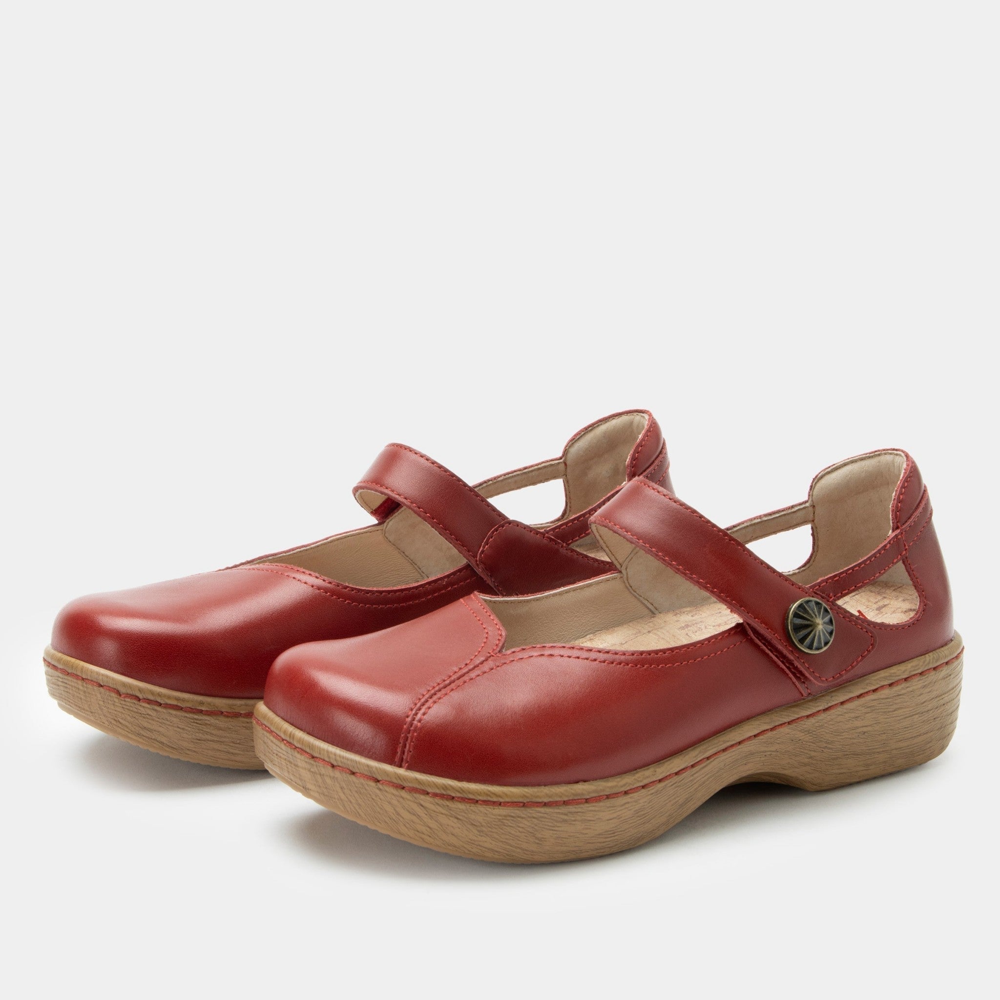 Alegria Onika Wood Look Rocker Comfort Arch Support Women's Mary Jane Shoe - Big Red - 1