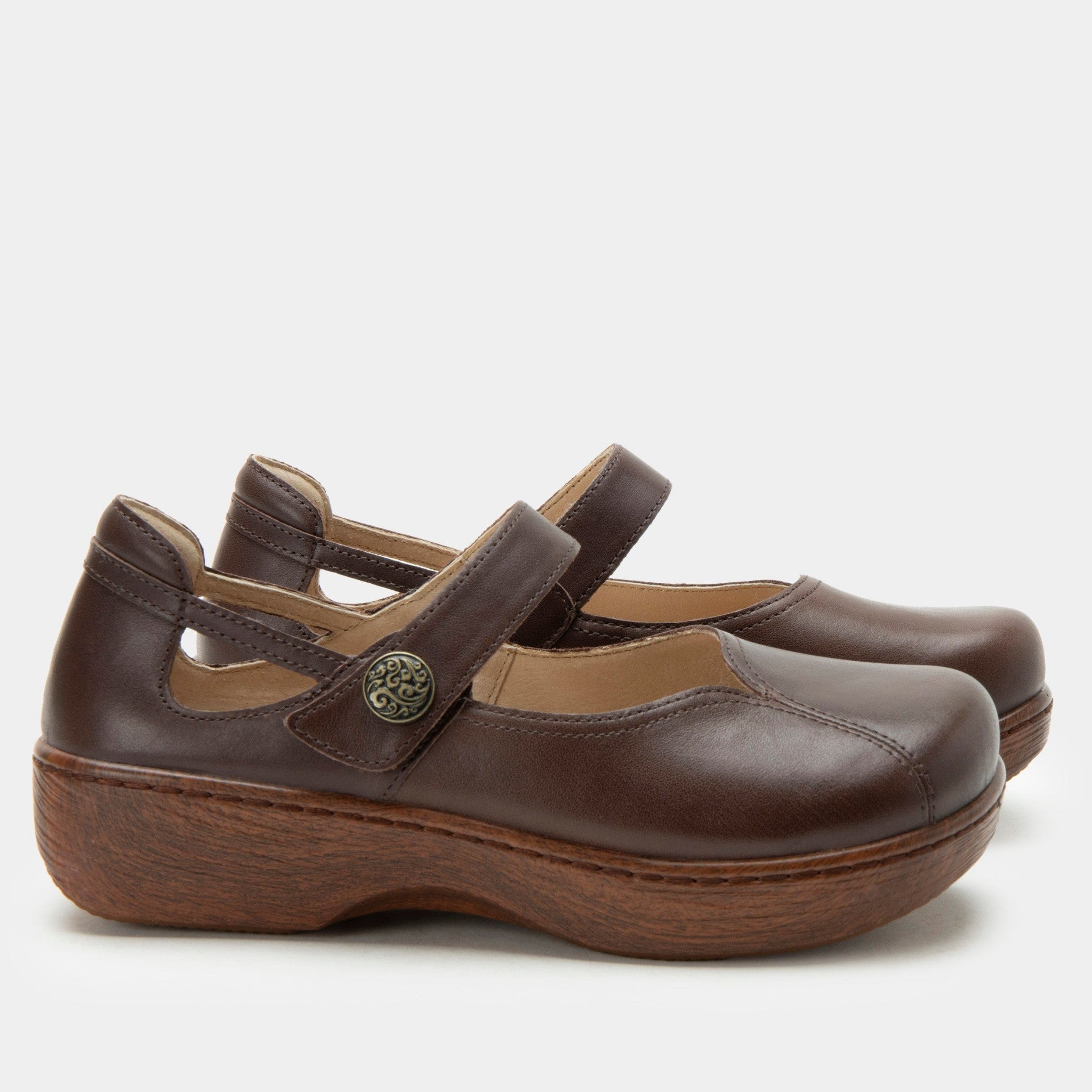 Alegria Onika Wood Look Rocker Comfort Arch Support Women's Mary Jane Shoe - Coffee Bean - 3