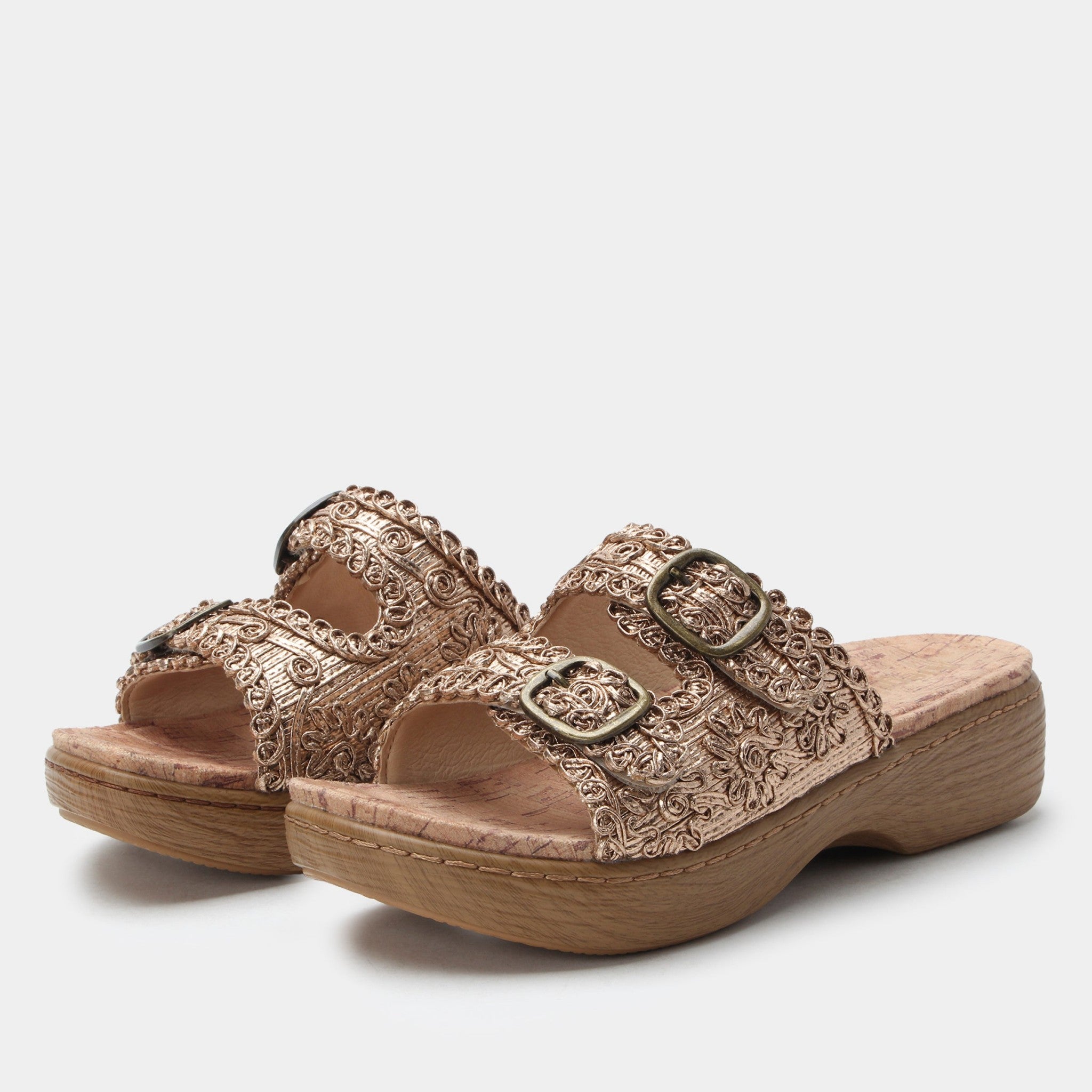 Alegria Oona Comfort Arch Support Women's Sandal in Fancy Gold