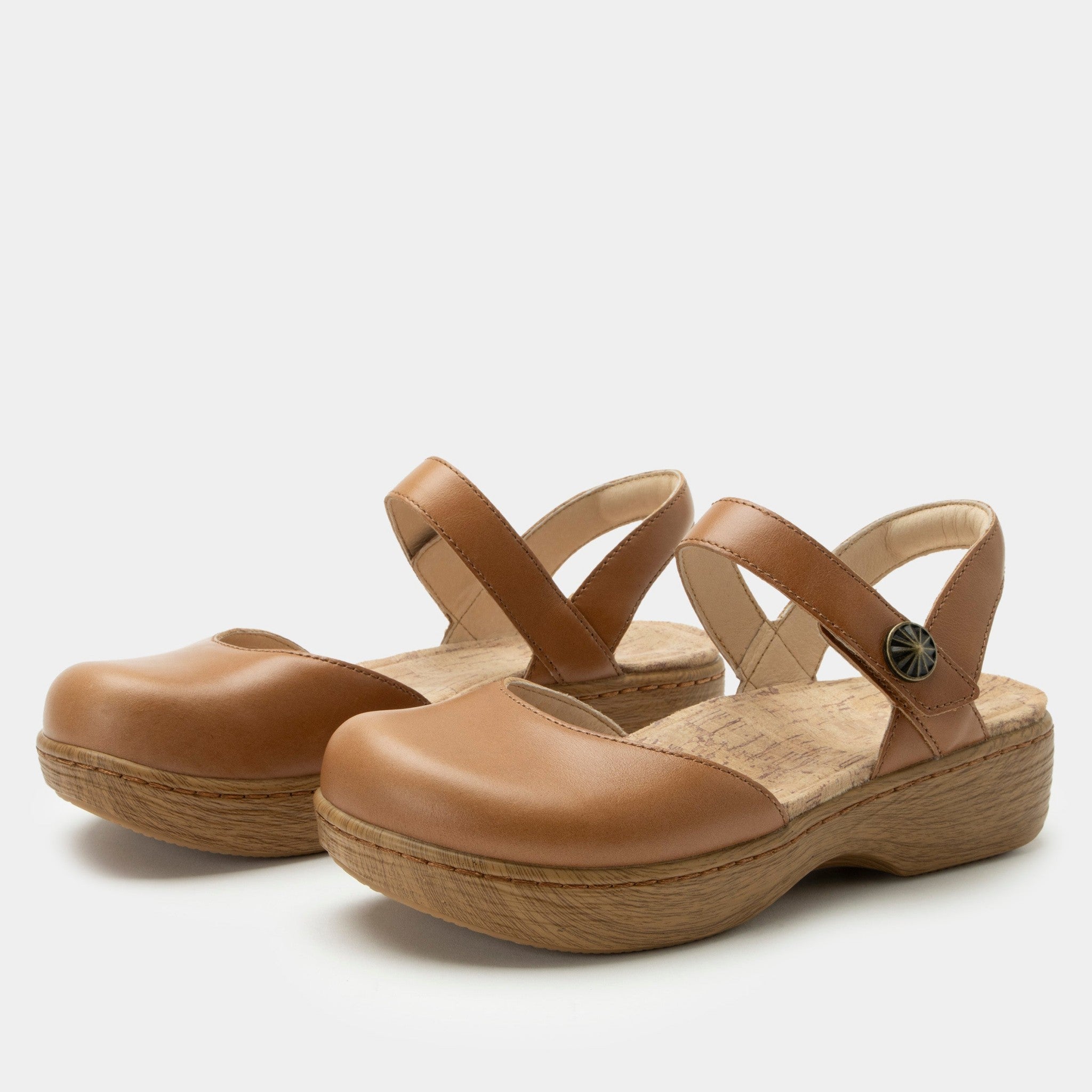 Alegria Opal Wood Look Rocker Comfort Arch Support Women's Sandal in Latte