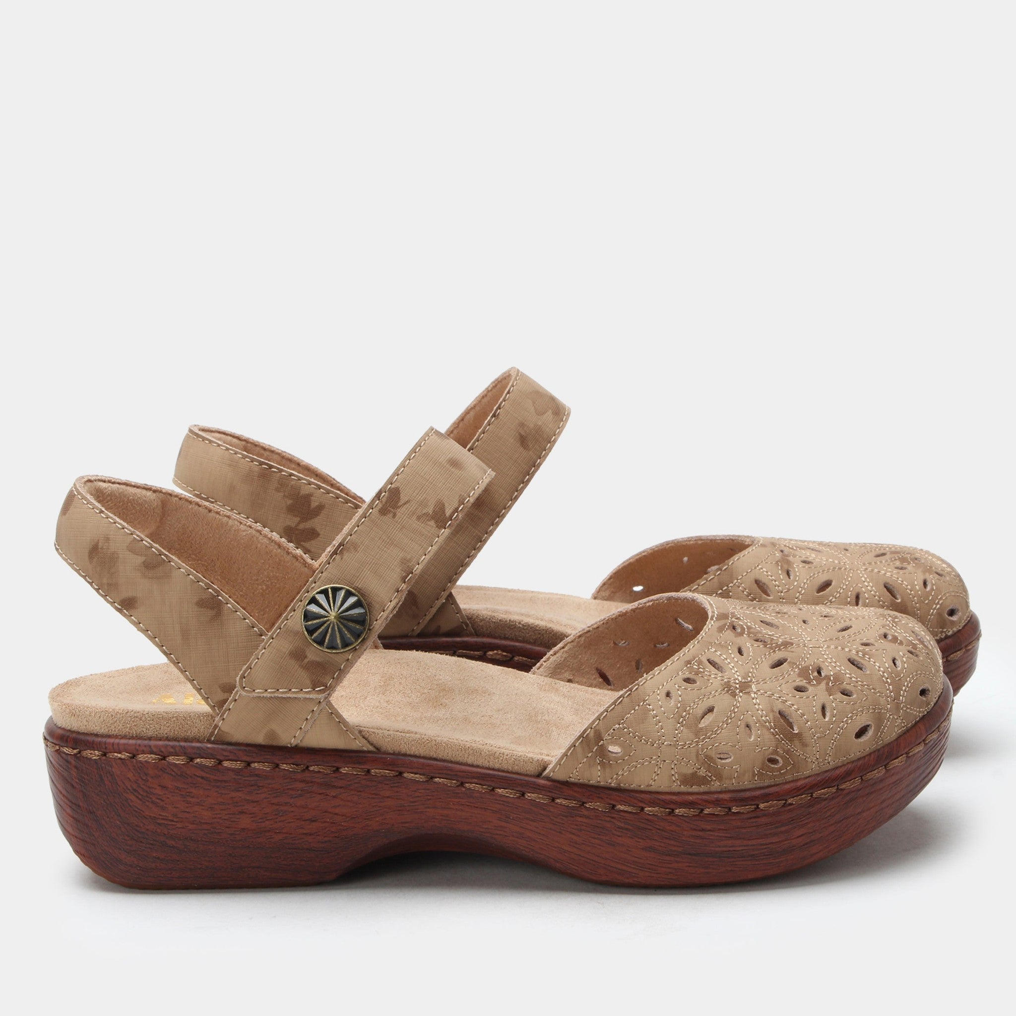 Alegria Opal Wood Look Rocker Comfort Arch Support Women's Sandal - Tan Breeze - 3