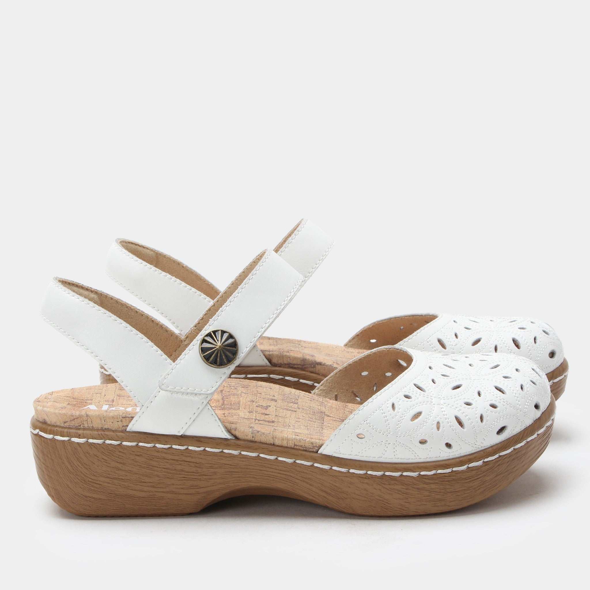 Alegria Opal Wood Look Rocker Comfort Arch Support Women's Sandal - White Breeze - 3