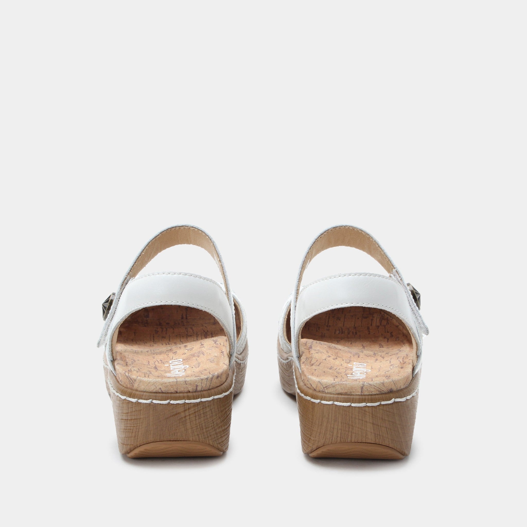 Alegria Opal Wood Look Rocker Comfort Arch Support Women's Sandal - White Breeze - 4