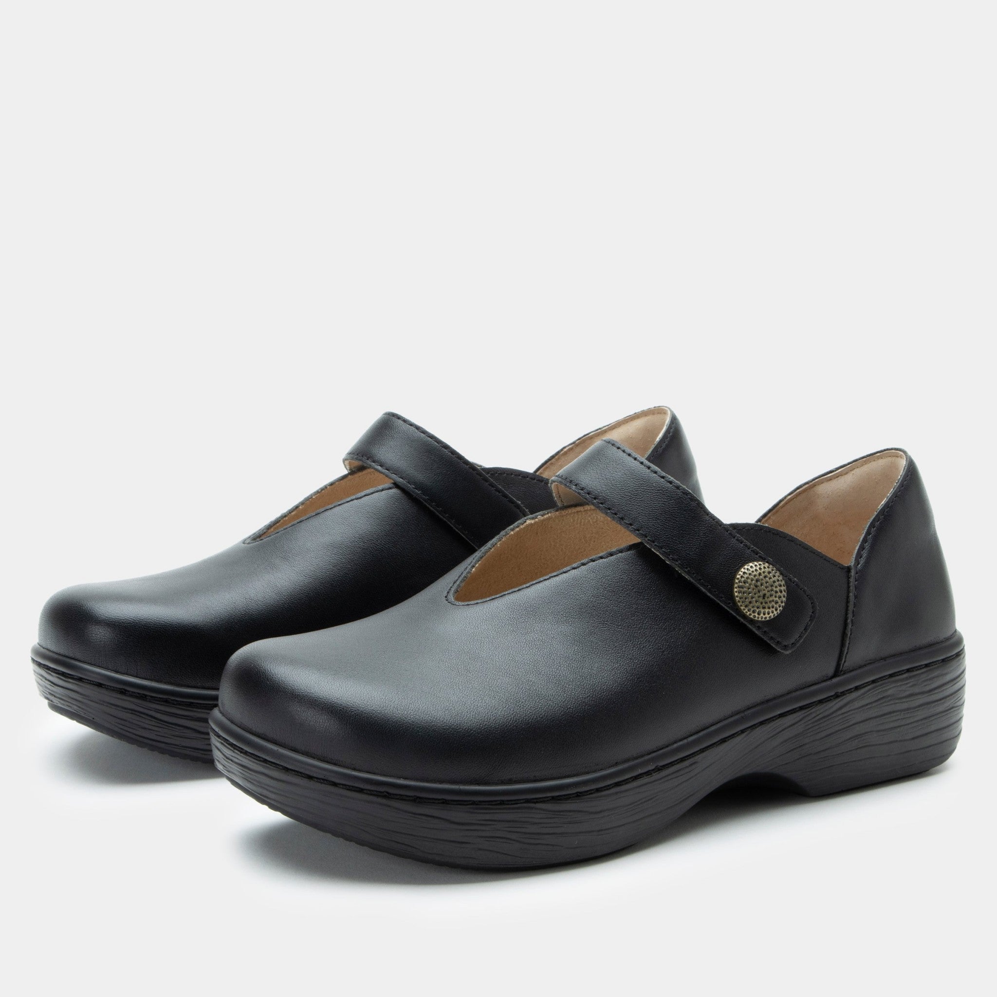 Alegria Opheliah Wood Look Rocker Comfort Arch Support Women's Shoe - All Black - 1