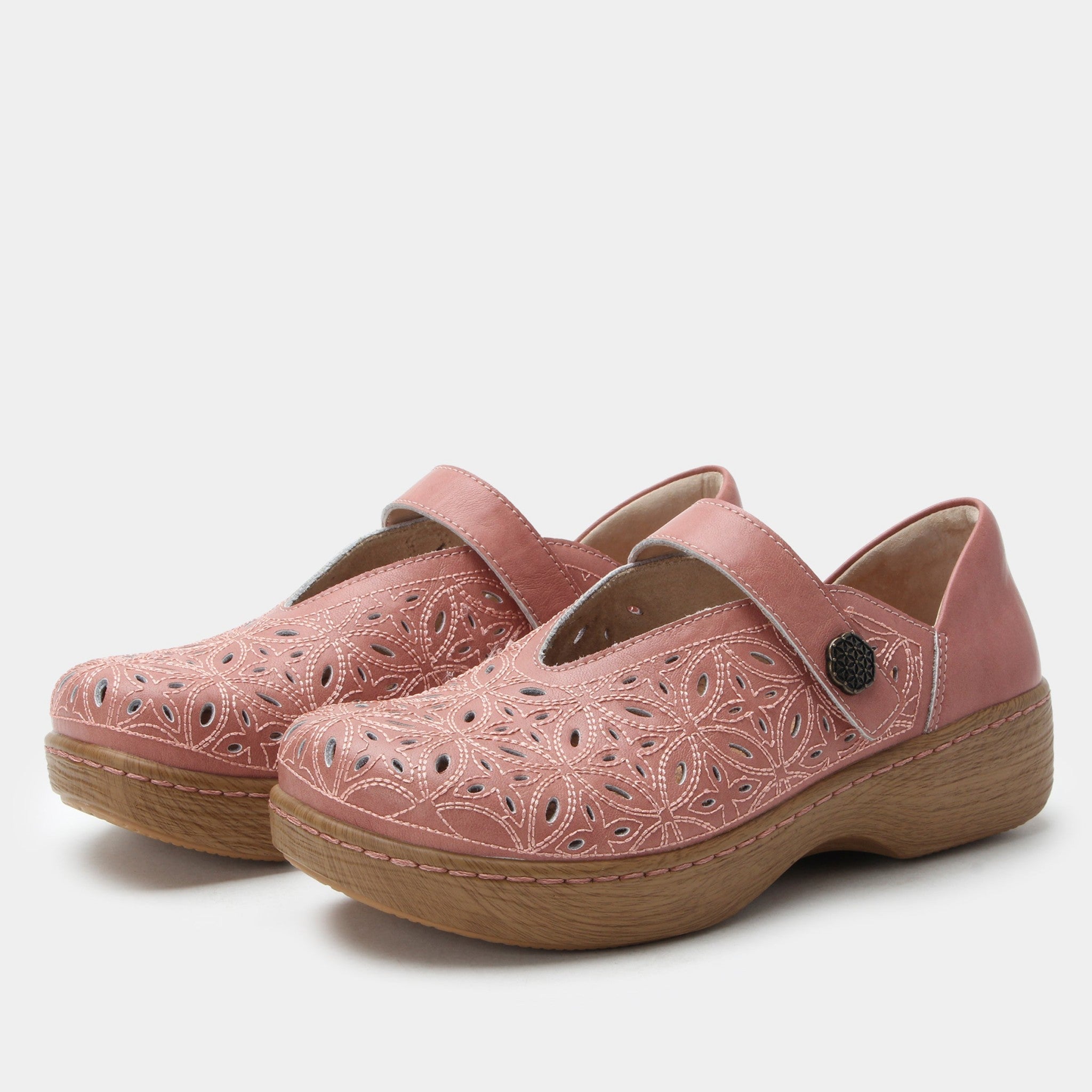 Alegria Opheliah Wood Look Rocker Comfort Arch Support Women's Shoe - Dusty Rose Breeze - 1