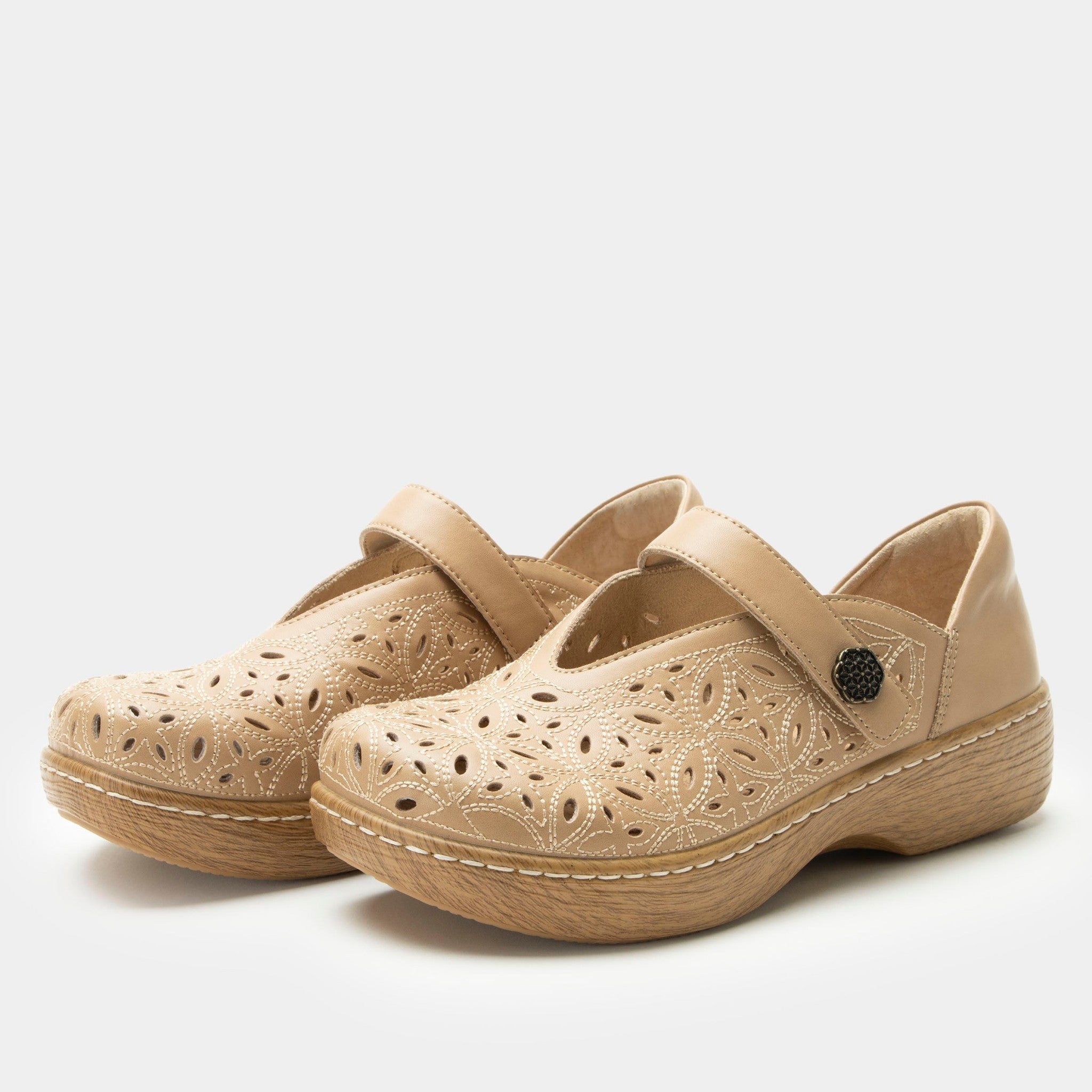 Alegria Opheliah Wood Look Rocker Comfort Arch Support Women's Shoe - Latte Breeze - 1