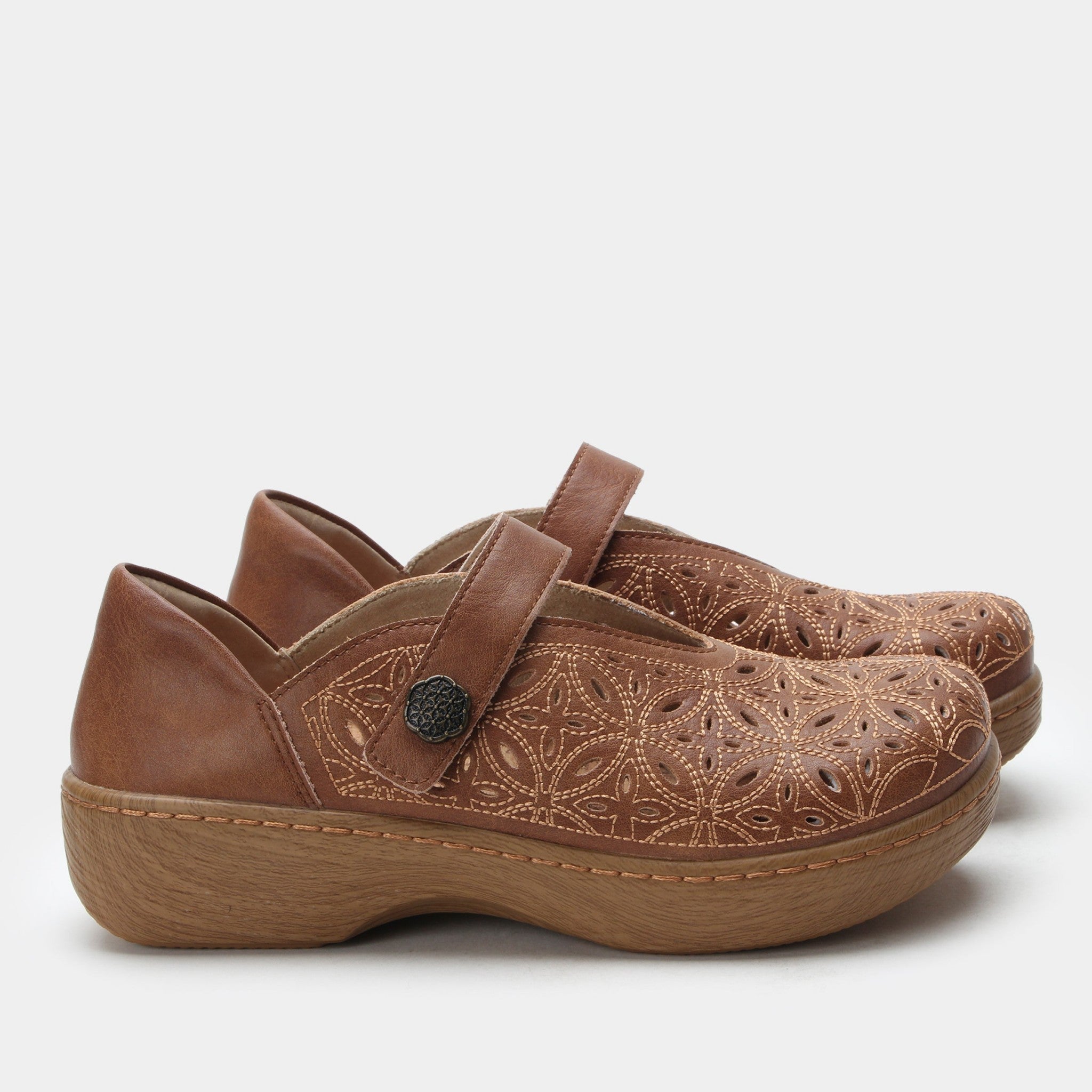 Alegria Opheliah Wood Look Rocker Comfort Arch Support Women's Shoe - Worn Cognac Breeze - 3