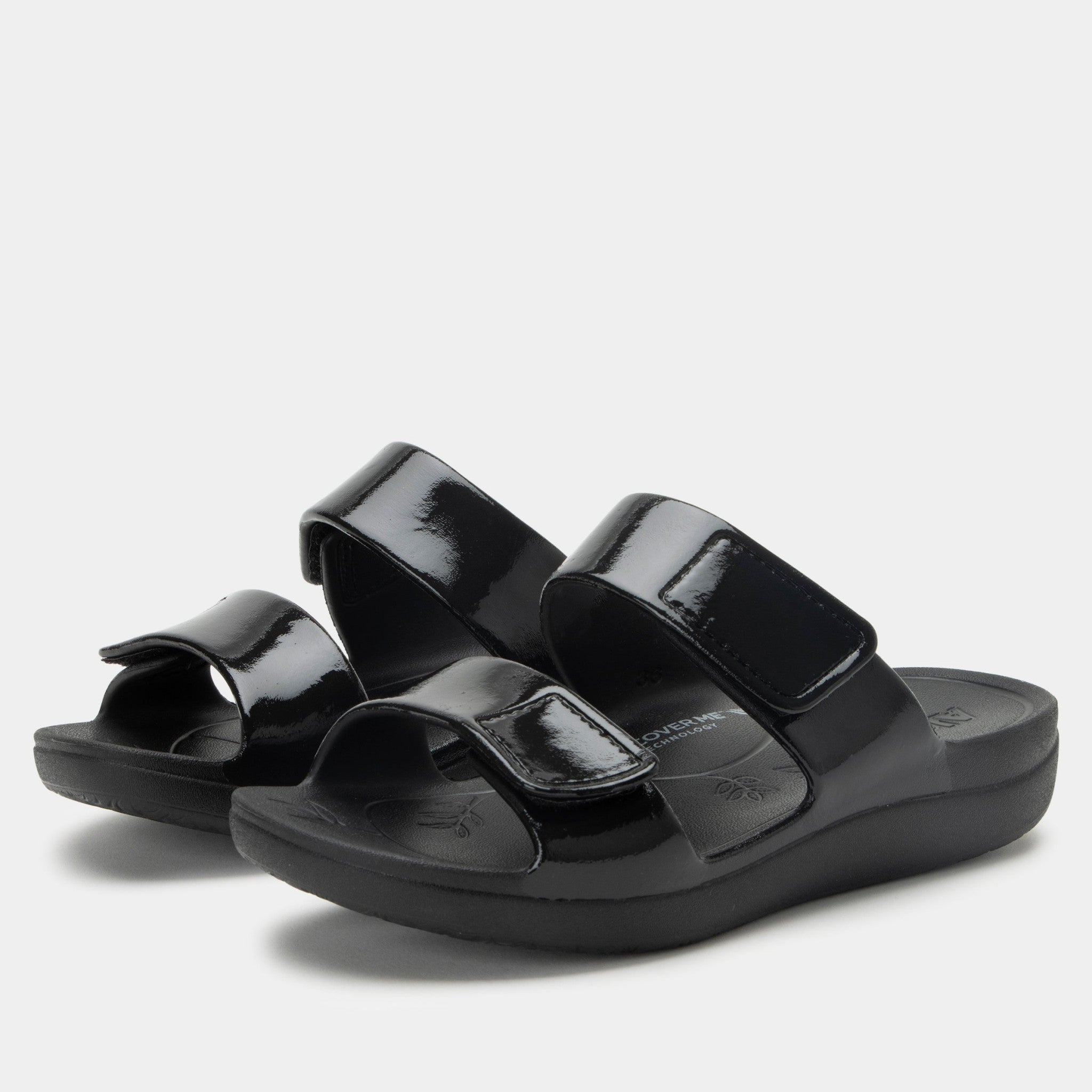 Alegria Orbyt Comfort Arch Support Women's Slide Sandal in Black Gloss