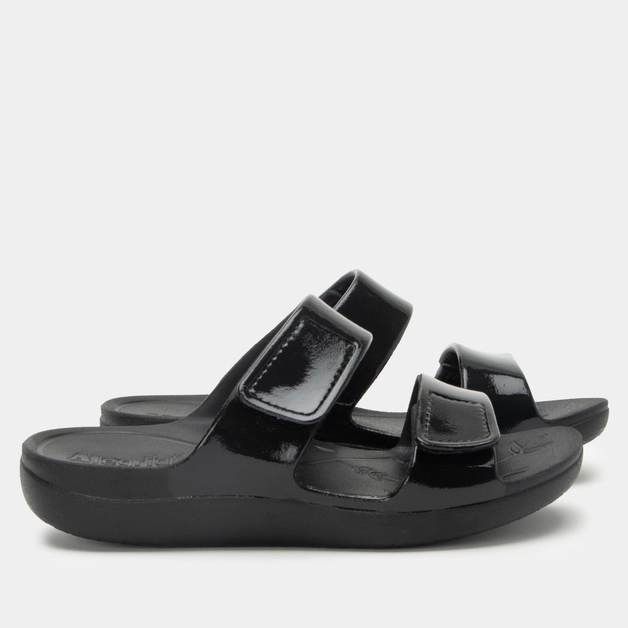 Alegria Orbyt Comfort Arch Support Women's Slide Sandal - Black Gloss - 3