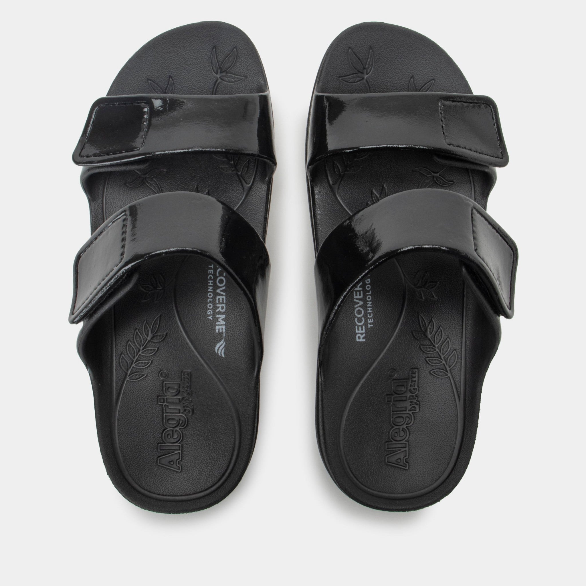 Alegria Orbyt Comfort Arch Support Women's Slide Sandal - Black Gloss - 5