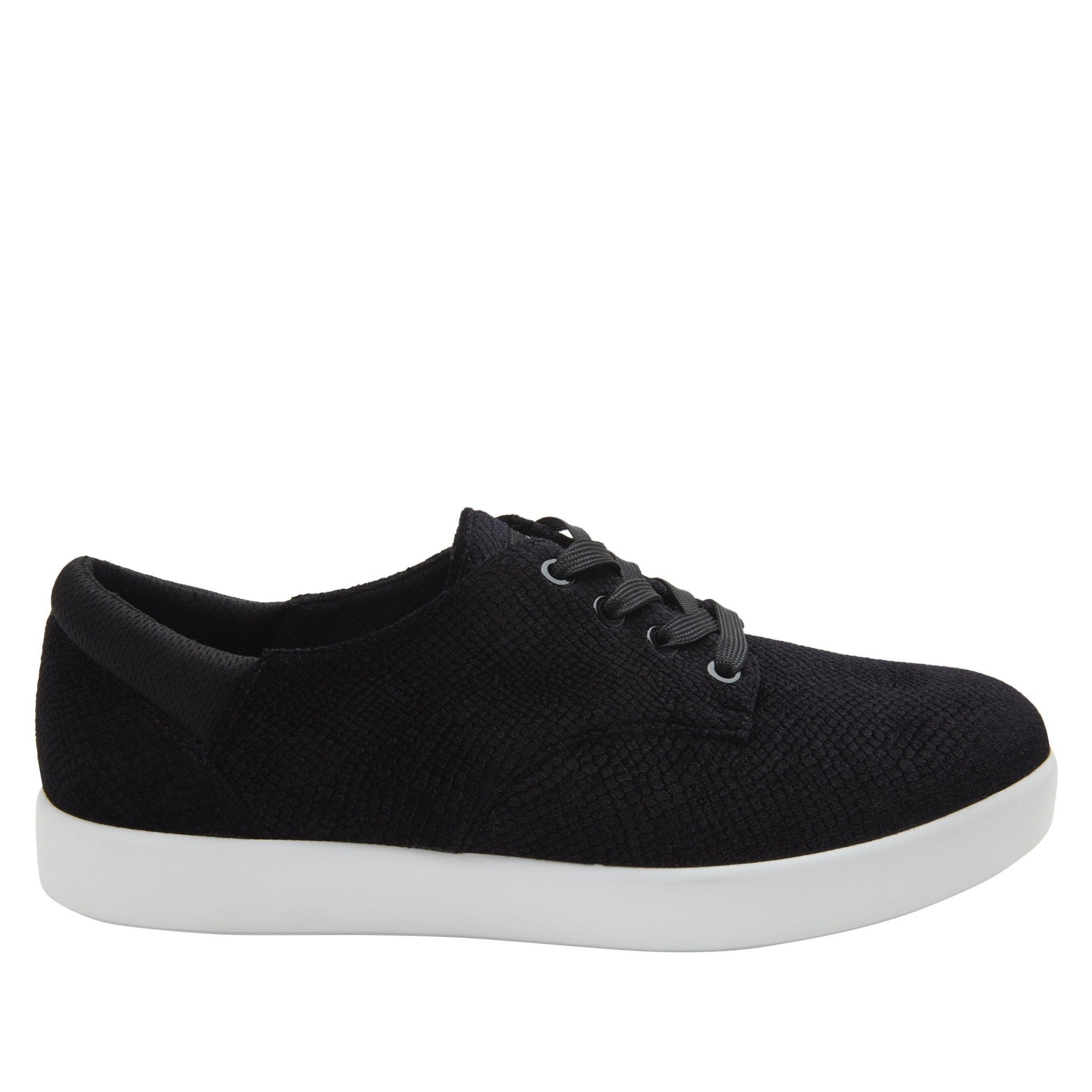 Alegria Poly Comfort Arch Support Women's Lace-Up Shoe - Black Velvet Snake - 2