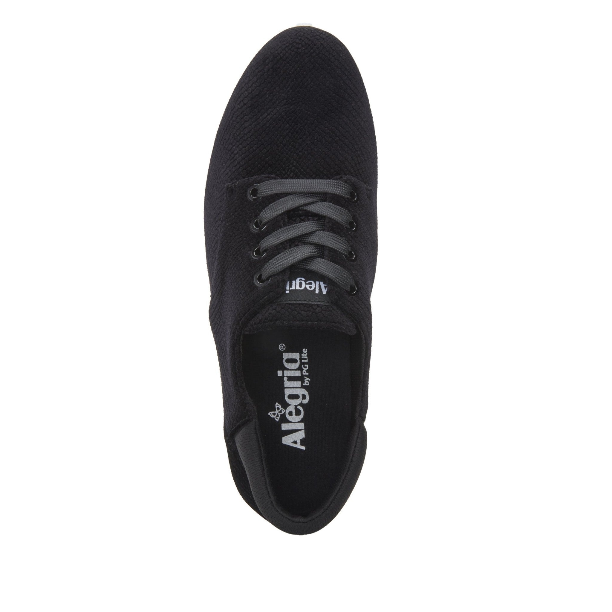 Alegria Poly Comfort Arch Support Women's Lace-Up Shoe - Black Velvet Snake - 4