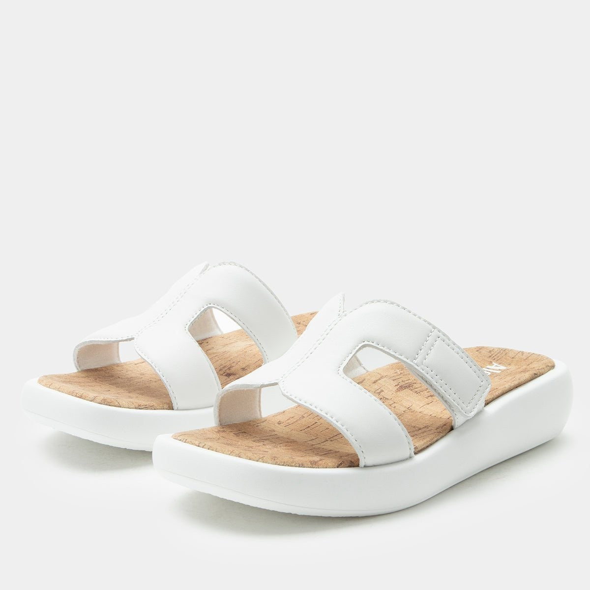 Alegria Portia Comfort Arch Support Women's Slide Sandal in All White