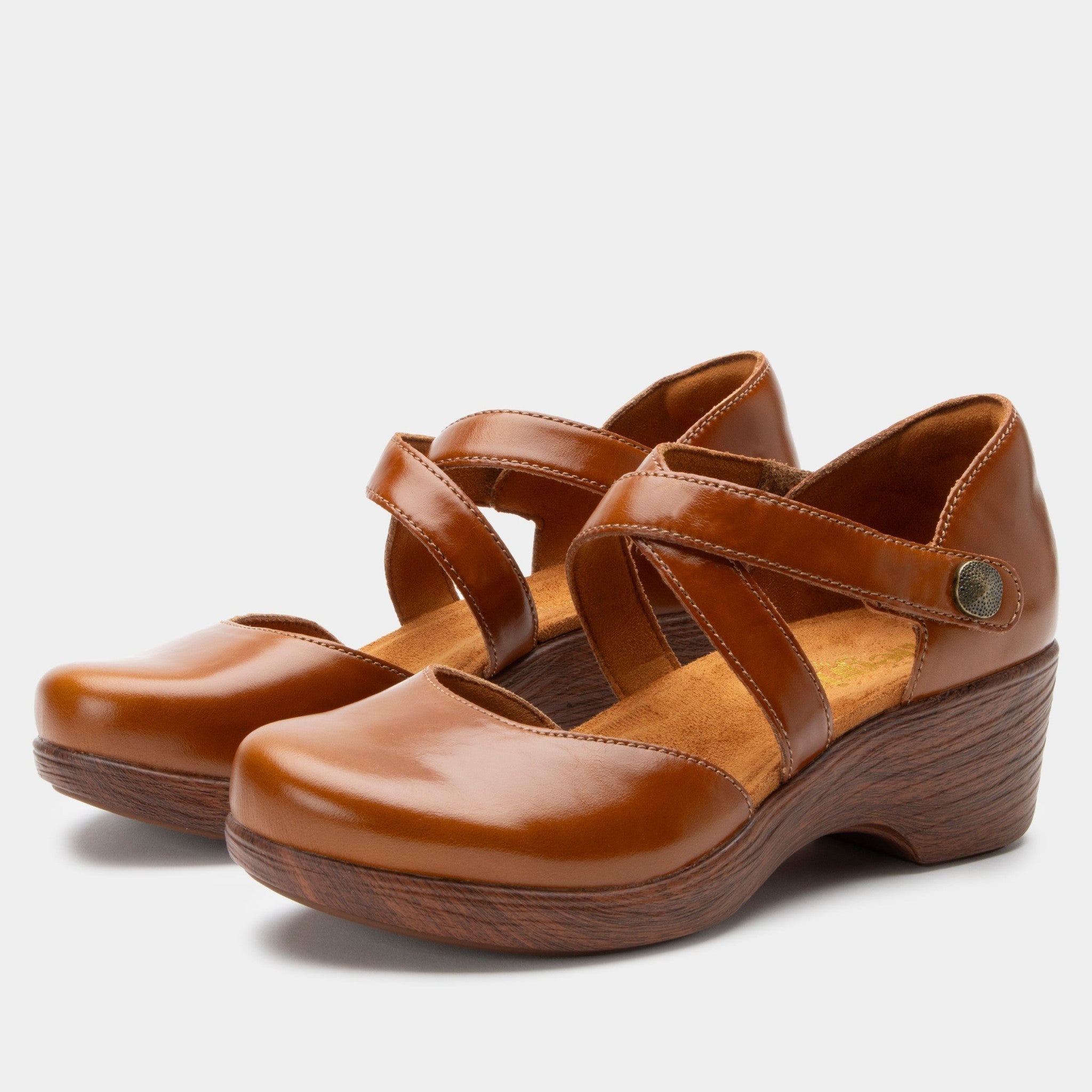 Alegria Savina Comfort Arch Support Women's Wedge Shoe in Luggage