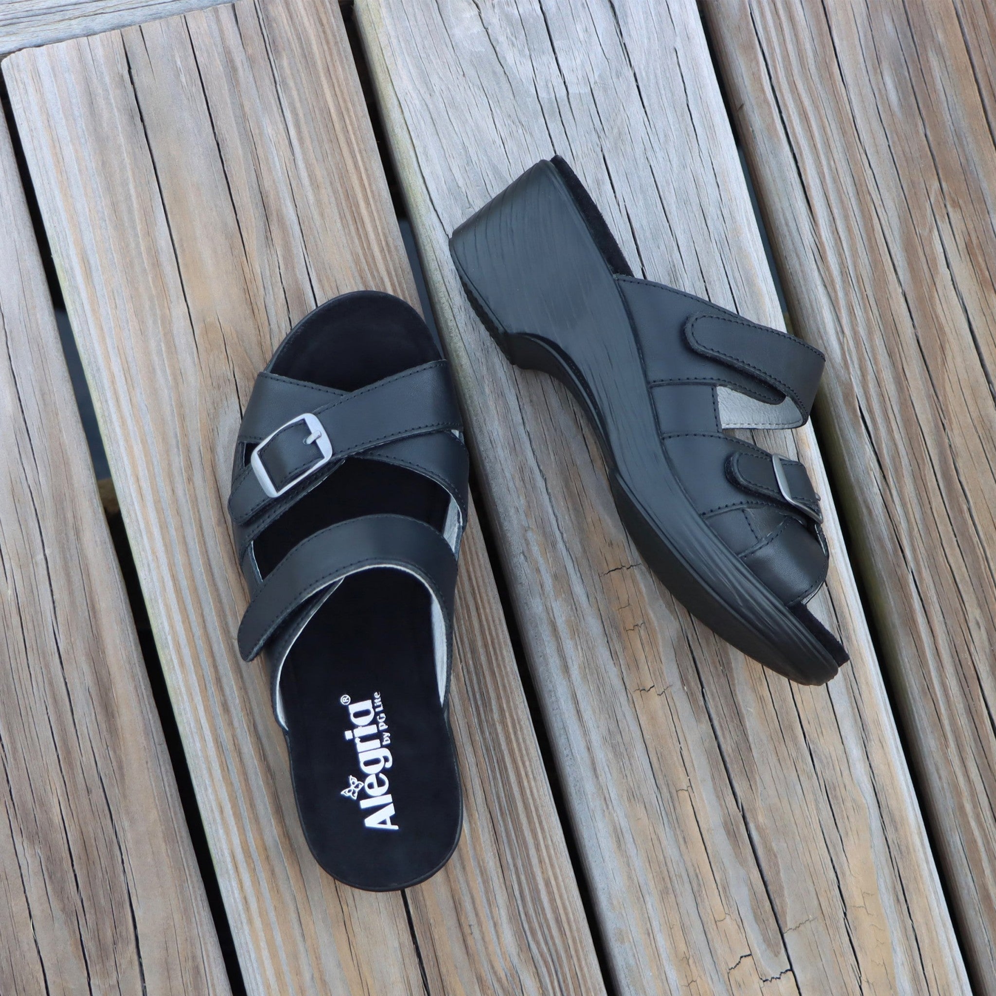 Alegria Sierra Comfort Arch Support Women's Wedge Sandal - Coal - 2