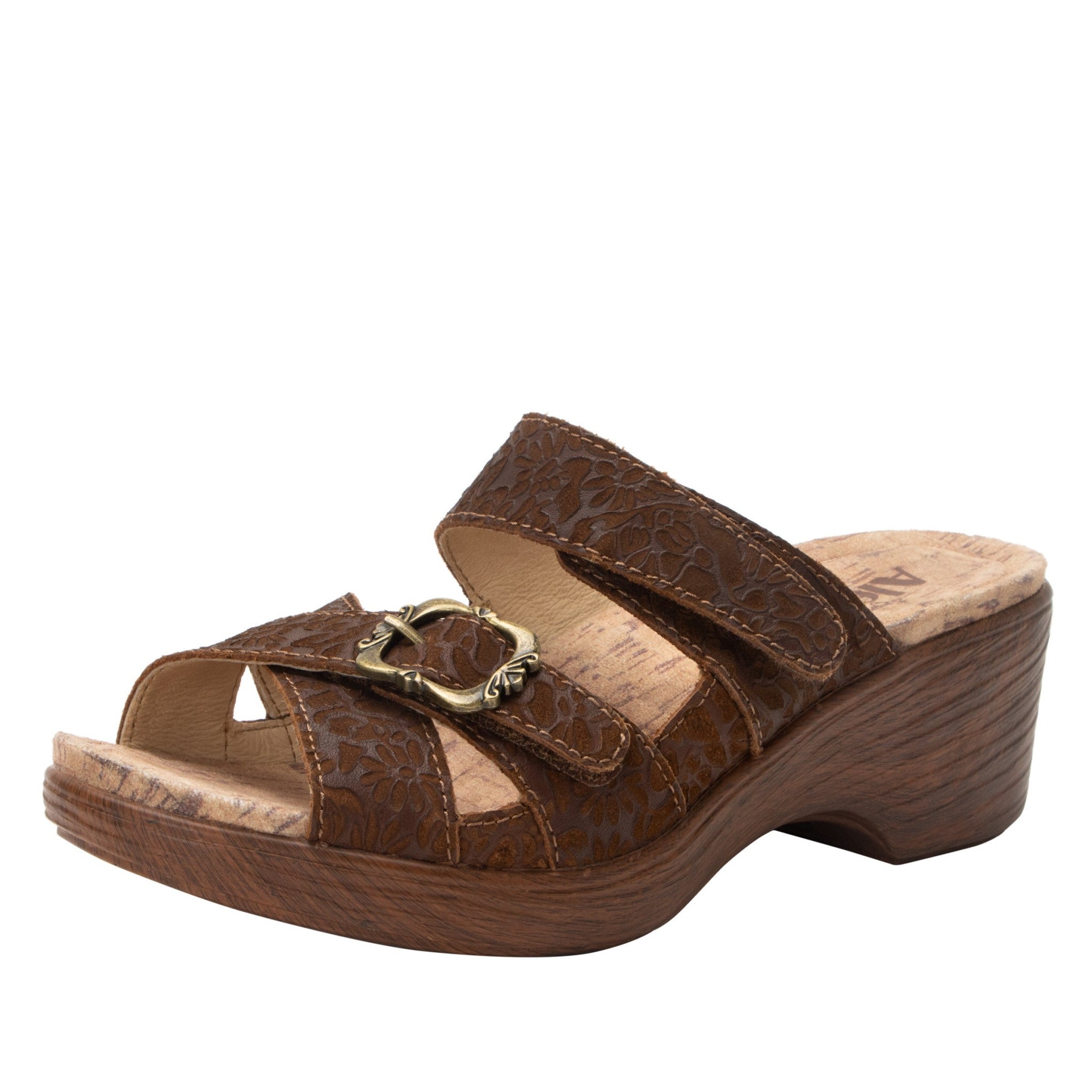 Alegria Sierra Comfort Arch Support Women's Wedge Sandal in Delicut Tawny