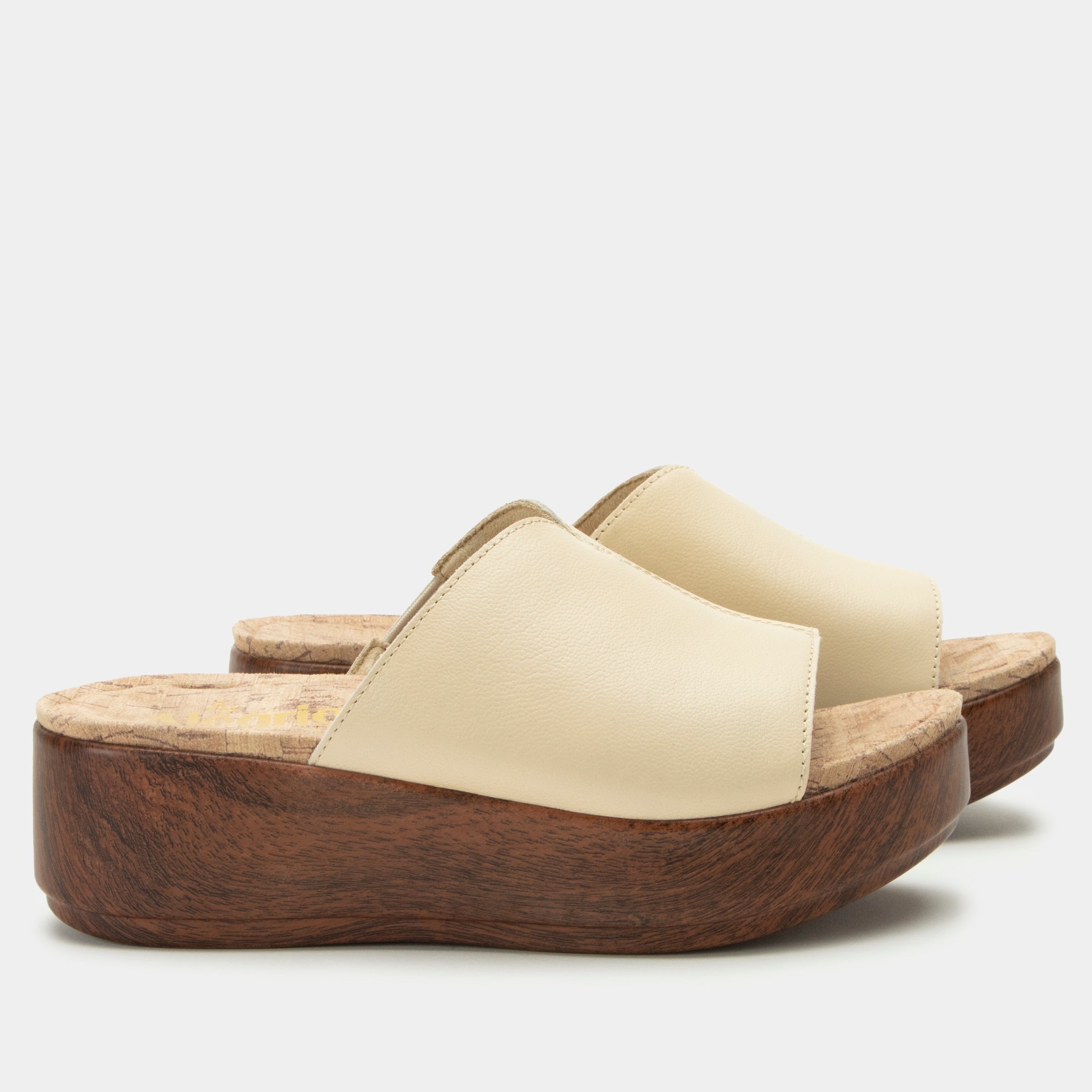 Alegria Triniti Comfort Arch Support Women's Slide Sandal - Ivory - pair view