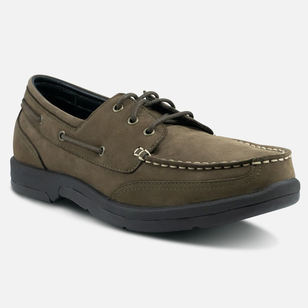 Apex Nubuck Leather Boat Shoes - Men's - Dark Brown - view 1