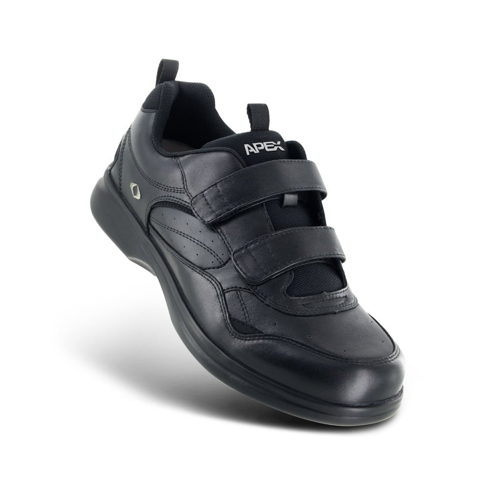 Apex Active Biomechanical Double Strap Walking Shoes - Men's - Black - view 4