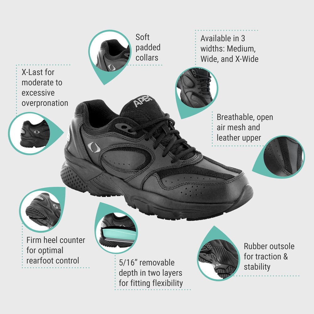 Apex Women's Lace Walking Shoes - X Last - Black - view 5