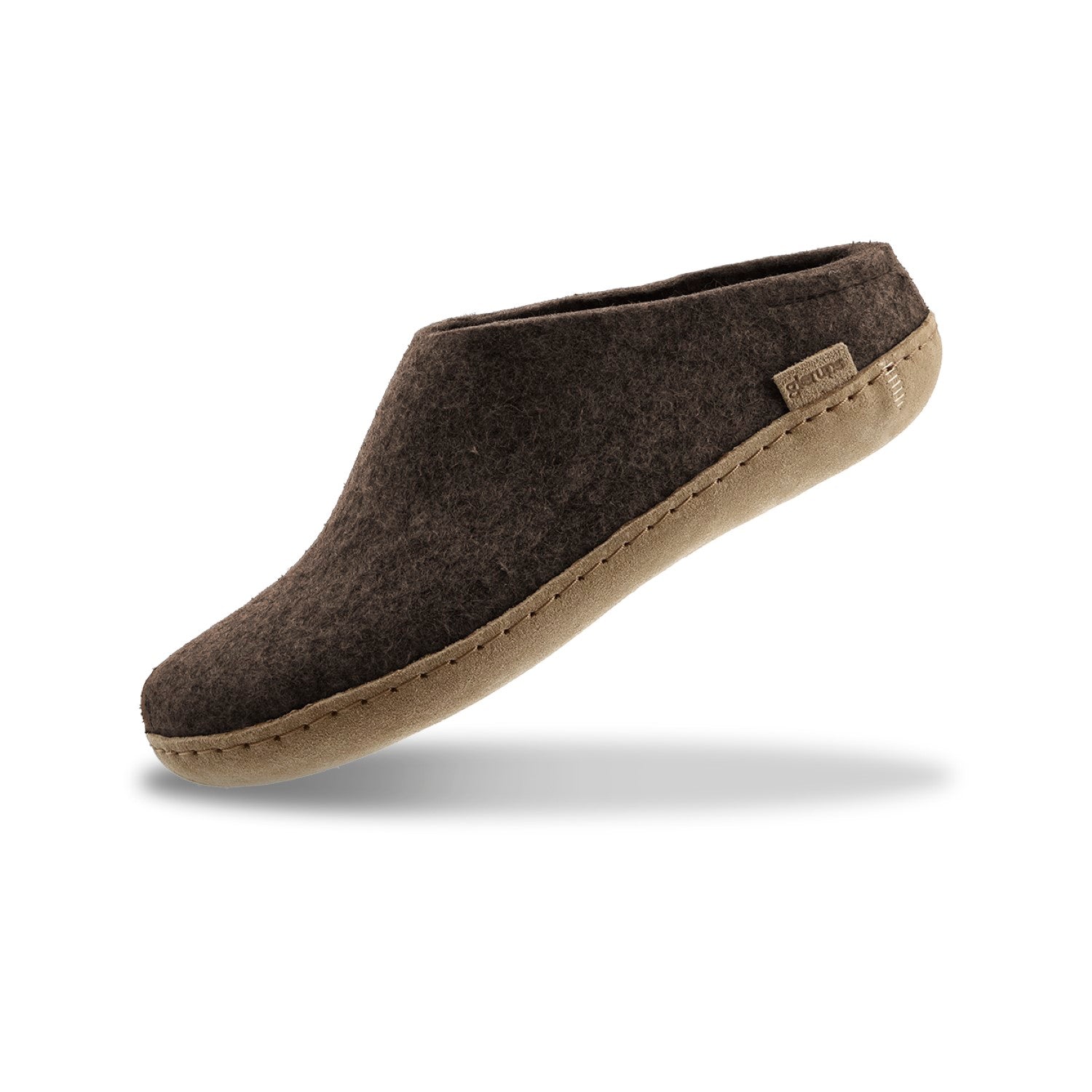 Glerups Wool Open Heel Unisex Slipper / Slip-on Clog - Leather Sole - Model B - B Nature Brown 21