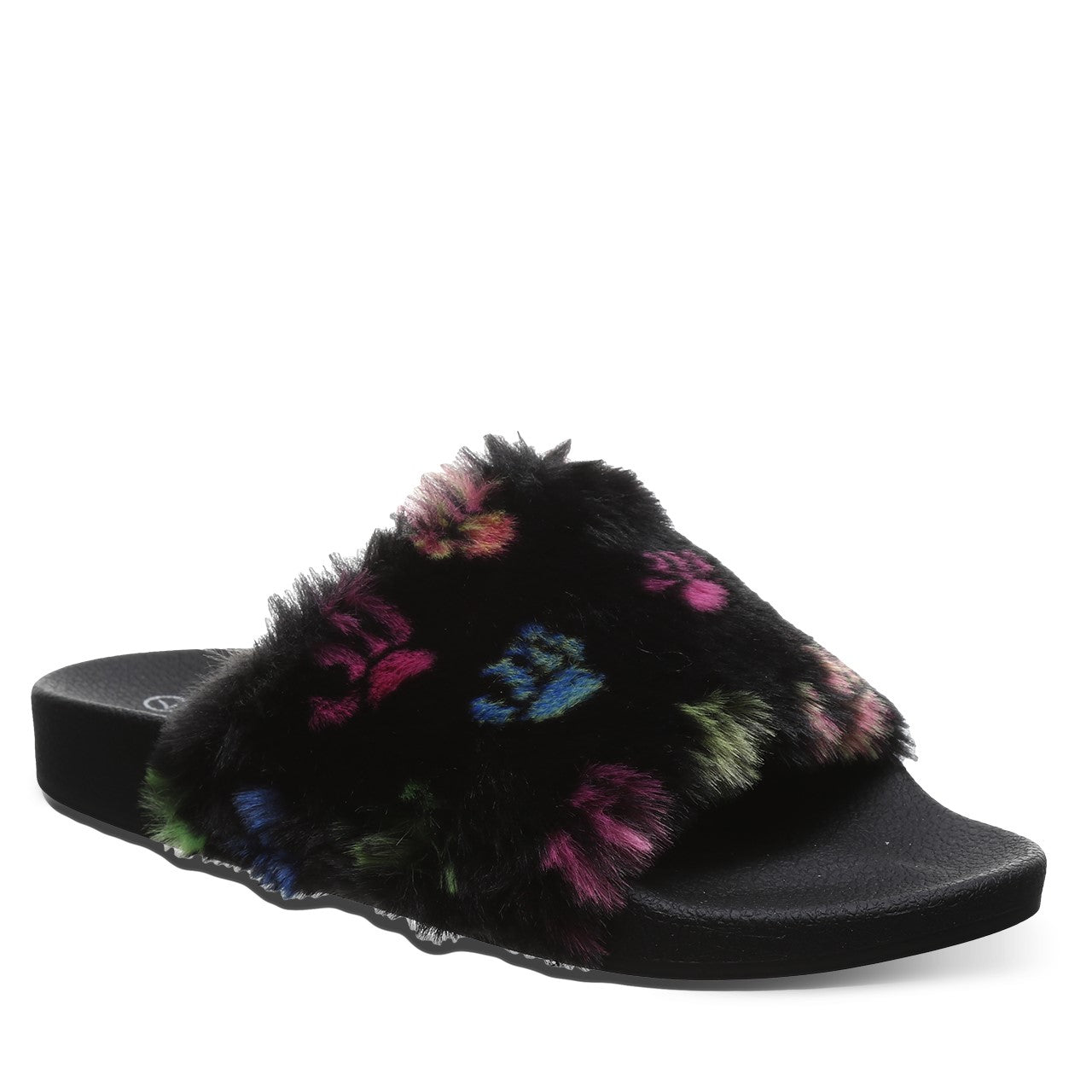 Bearpaw Lucinda Women's Furry Slippers - 2688W Bearpaw- 901 - Black Multi - Profile View