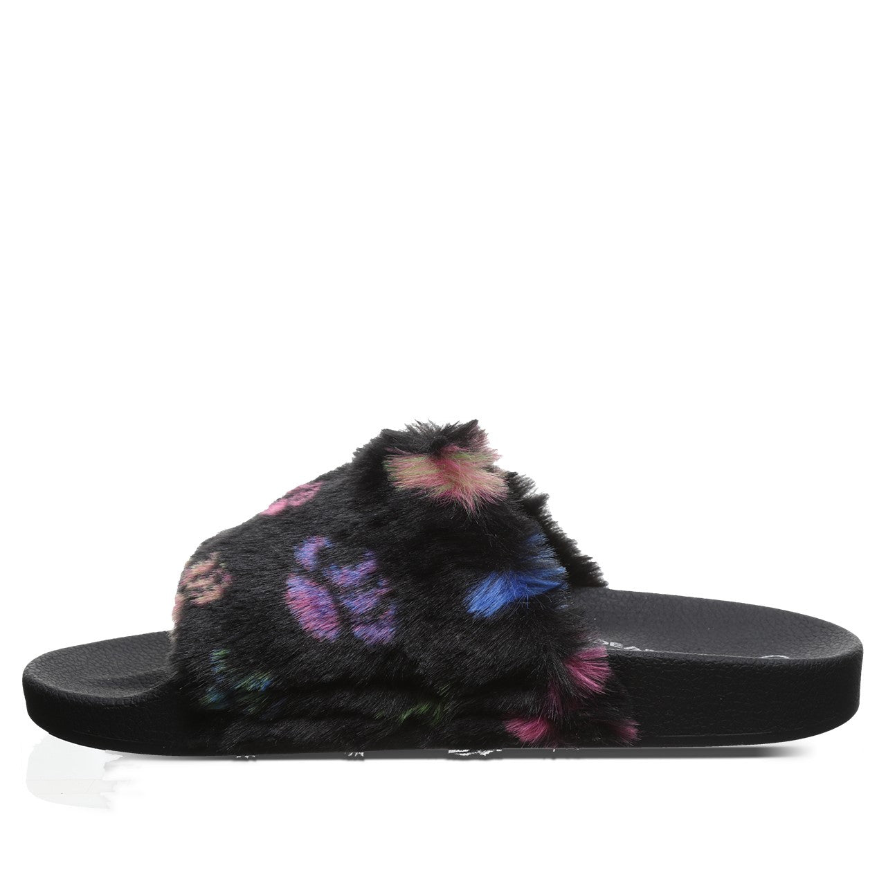 Bearpaw Lucinda Women's Furry Slippers - 2688W Bearpaw- 901 - Black Multi - Side View