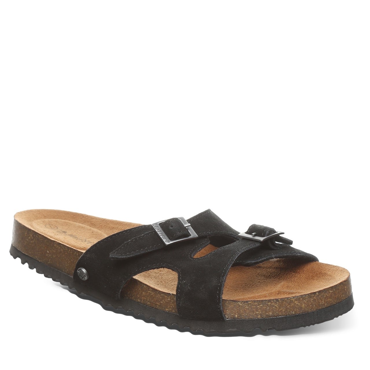 Bearpaw Jaycee Women's Suede Adjustable Cork Sandals - 2906W in Black