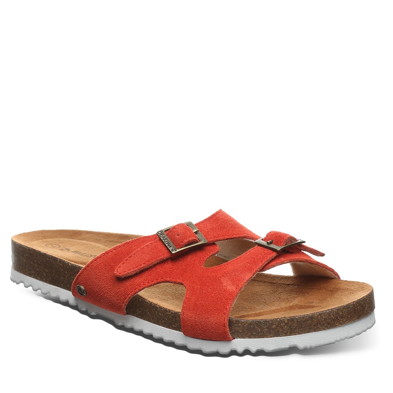 Bearpaw Jaycee Women's Suede Adjustable Cork Sandals - 2906W in Red Alert
