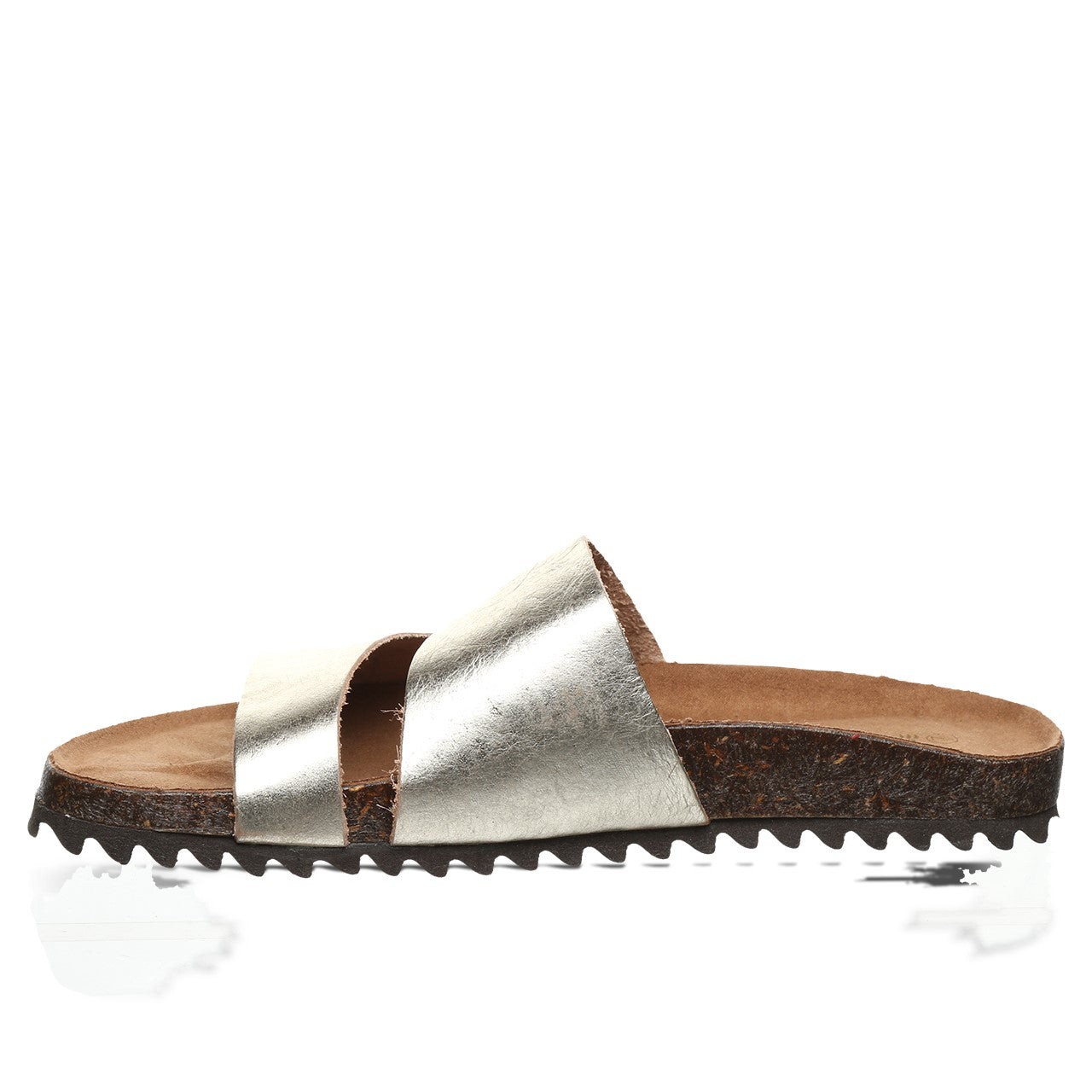 Bearpaw Mia Women's Leather Upper Sandals - 2926W Bearpaw- 041 - Champagne - Side View