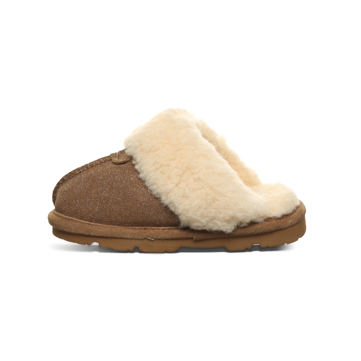 Bearpaw Loki Kid's Leather, Wool Slippers - 671Y Bearpaw- 554 - Hickory Caviar - Side View