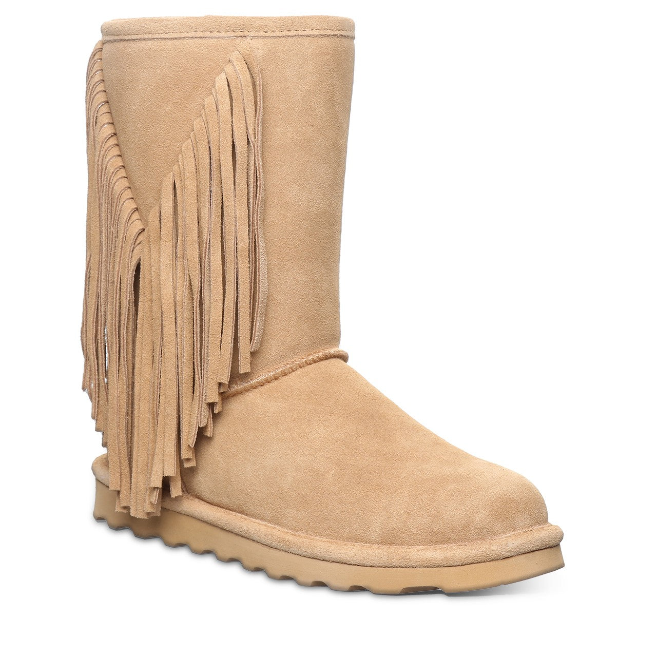 Bearpaw Cherilyn Women's Suede Fringed Boots - 2963w in Iced Coffee
