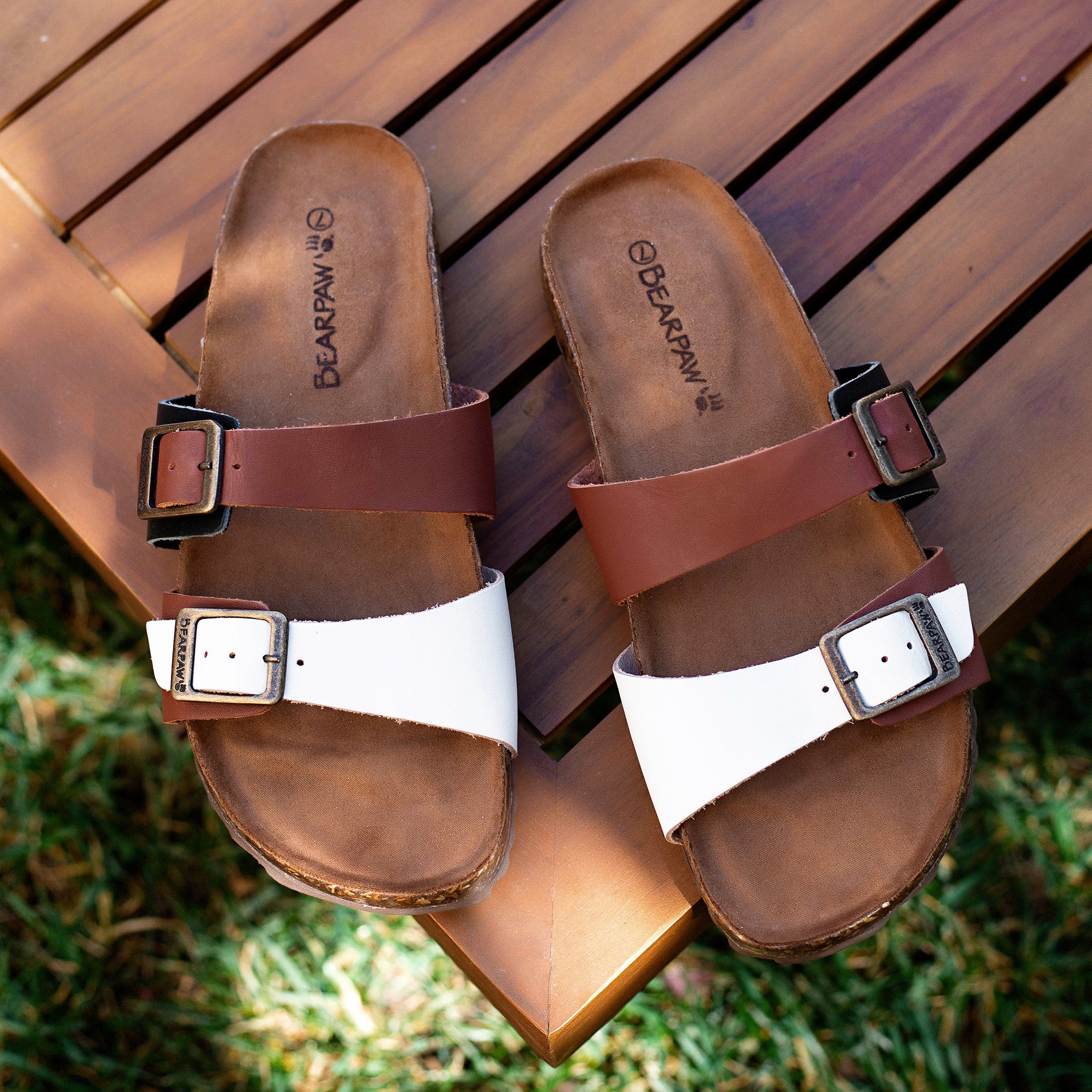 Bearpaw JULIETA II Women's Sandals - 3005W - Saddle/white - lifestyle view