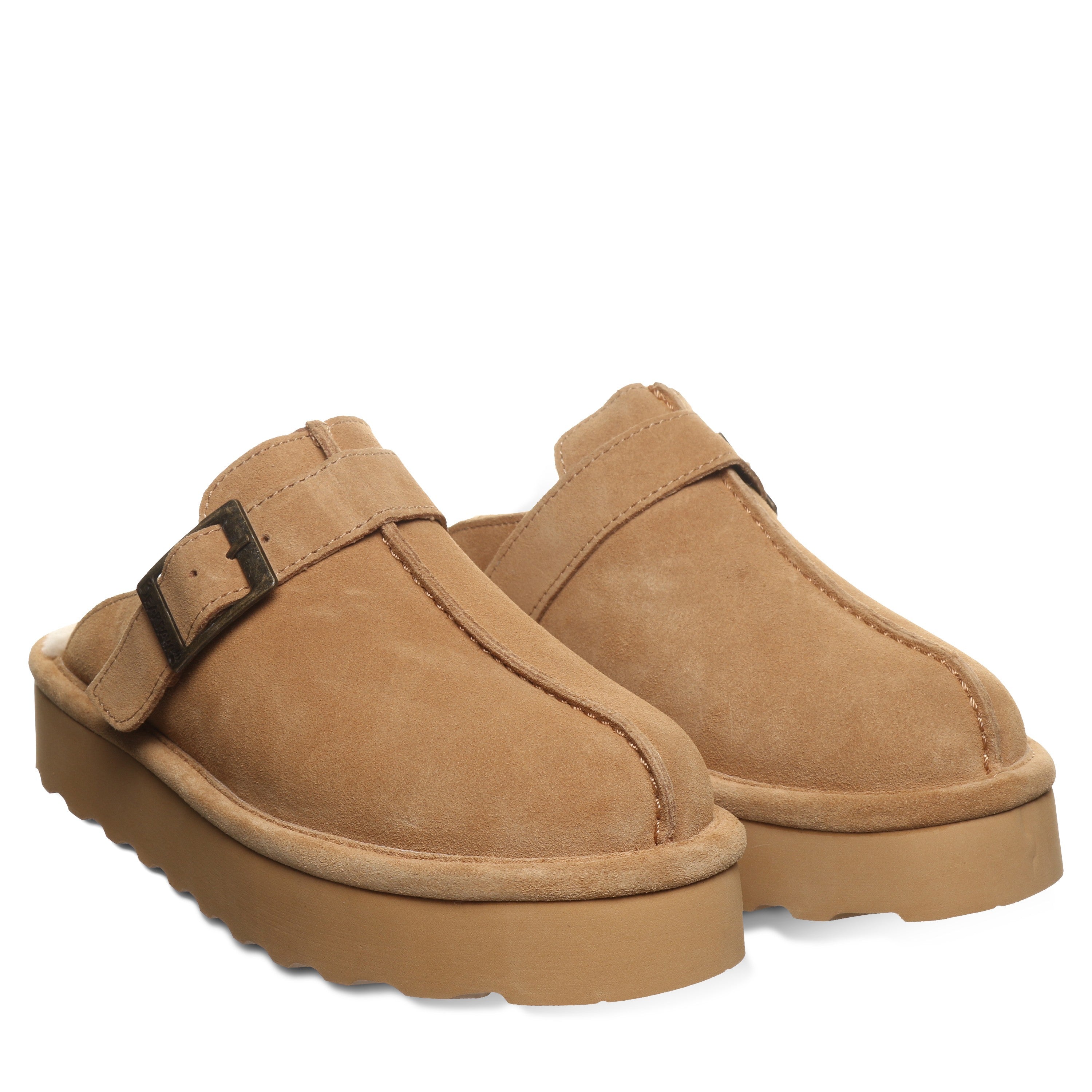 Bearpaw MOXIE PLATFORM LO Women's Slippers - 3344W - Iced Coffee Solid - pair view