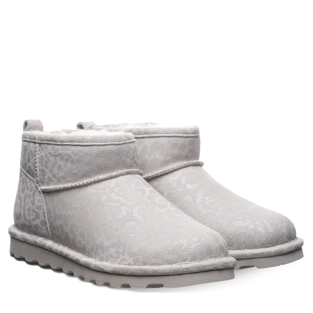 Bearpaw SHORTY EXOTIC Women's Boots - 2861W - Winter White Leopard Glitter - pair view