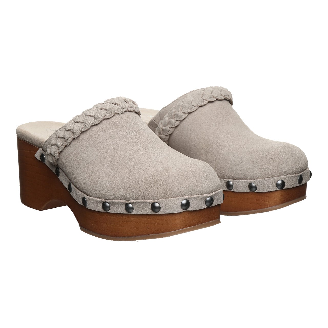 Bearpaw Cossette Women's Slip-On Clog Shoes - Mushroom - pair view