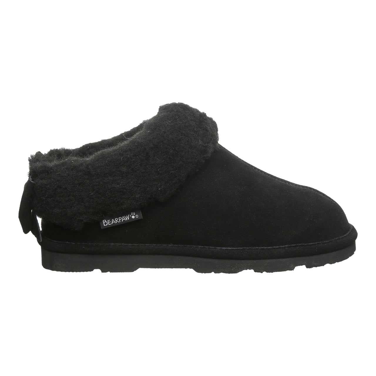 Bearpaw Delanie Women's Step-In Faux Fur Slippers - Black - side view 2