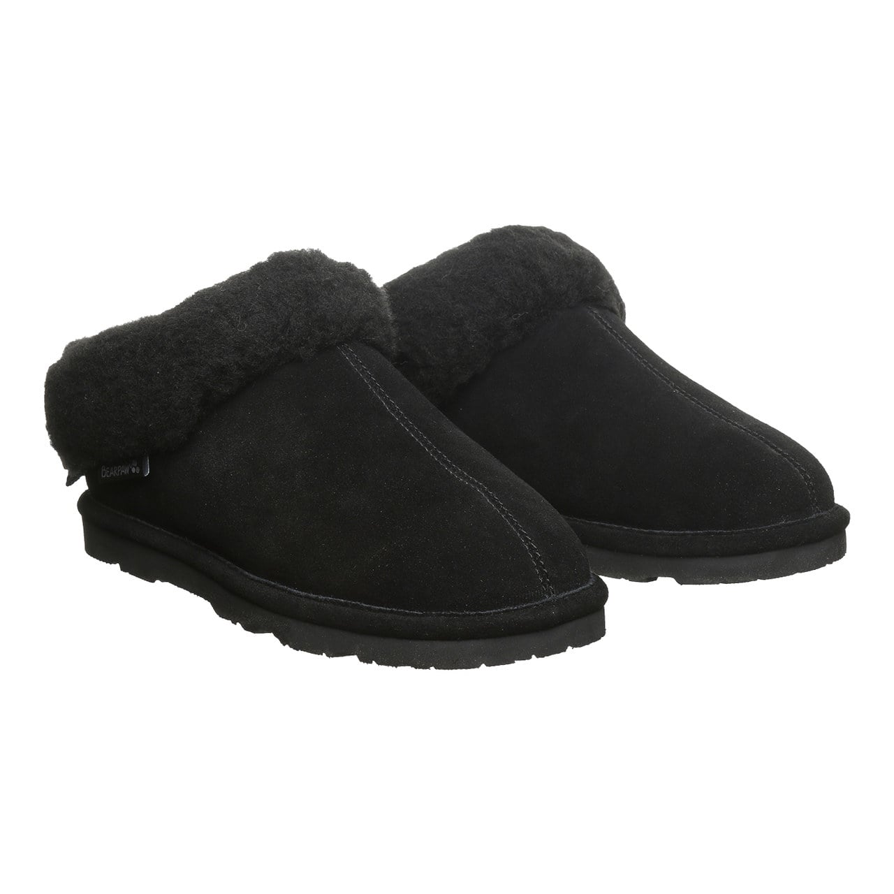 Bearpaw Delanie Women's Step-In Faux Fur Slippers - Black - pair view