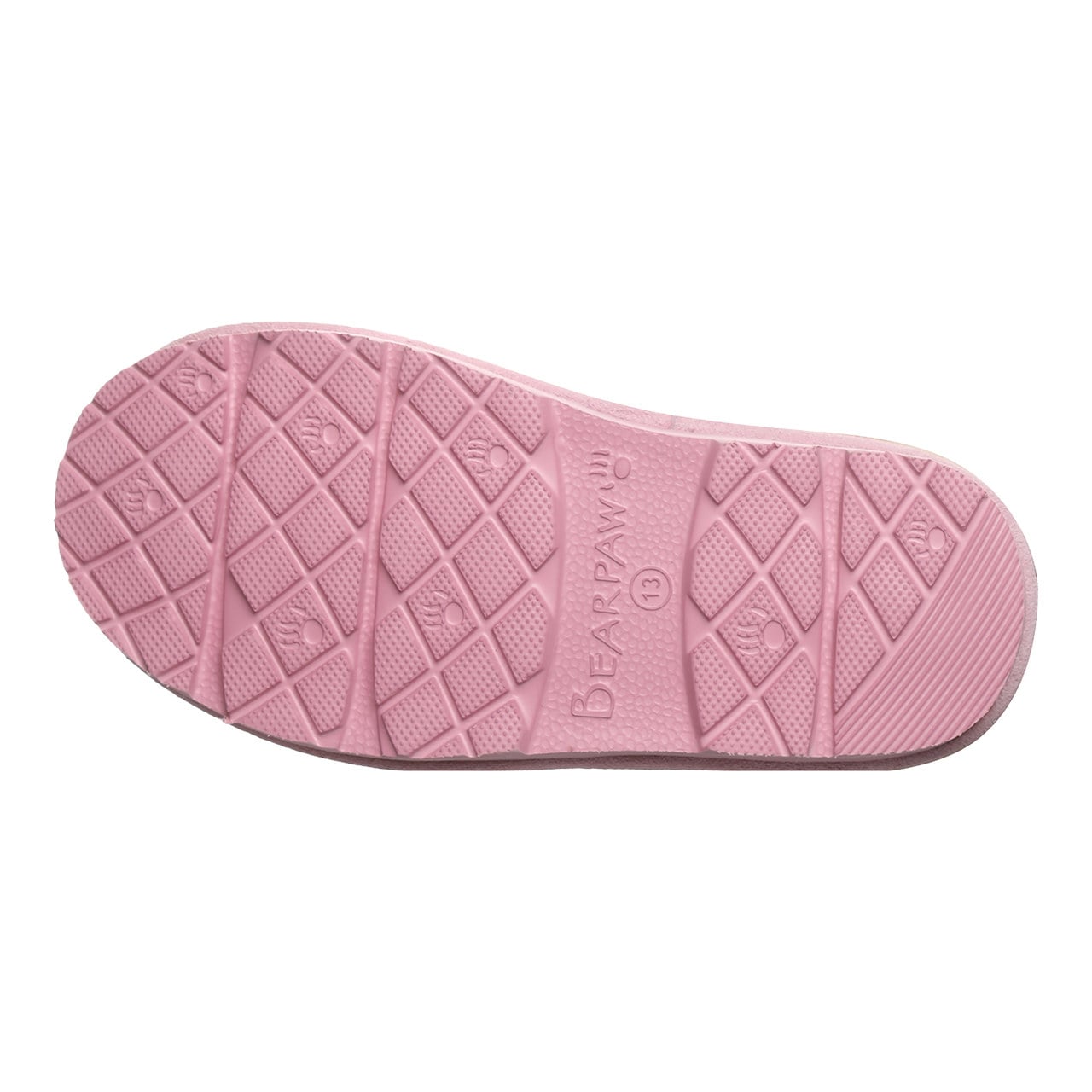 Bearpaw Delanie Youth Cozy Slip-On Slippers - Pink Lemonade - bottom view