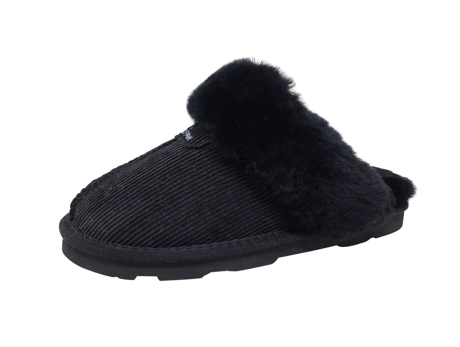 Bearpaw Loki II 2 - Women's Sheepskin Slippers - loki Black Corduroy 04 side