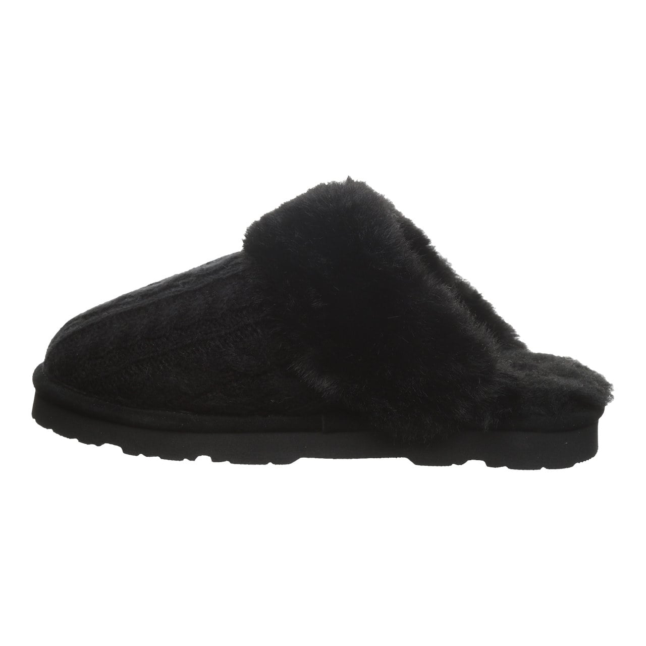 Bearpaw Rumie Cable Knit Women's Easy On/Off Slippers - Black - side view