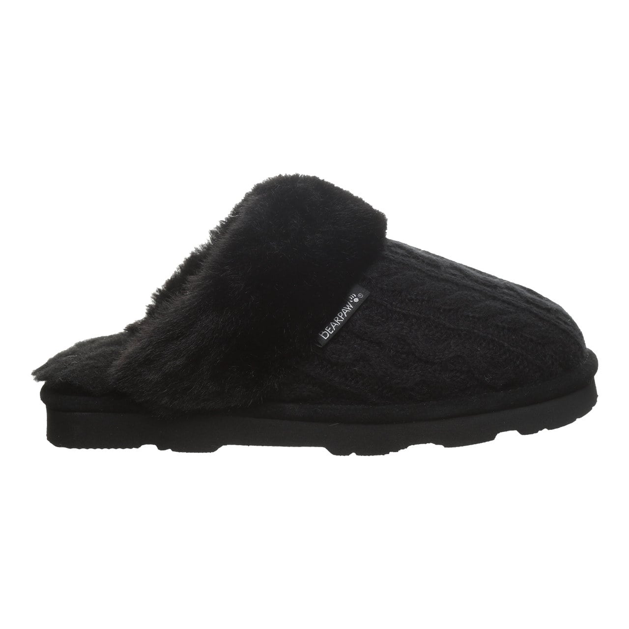 Bearpaw Rumie Cable Knit Women's Easy On/Off Slippers - Black - side view 2