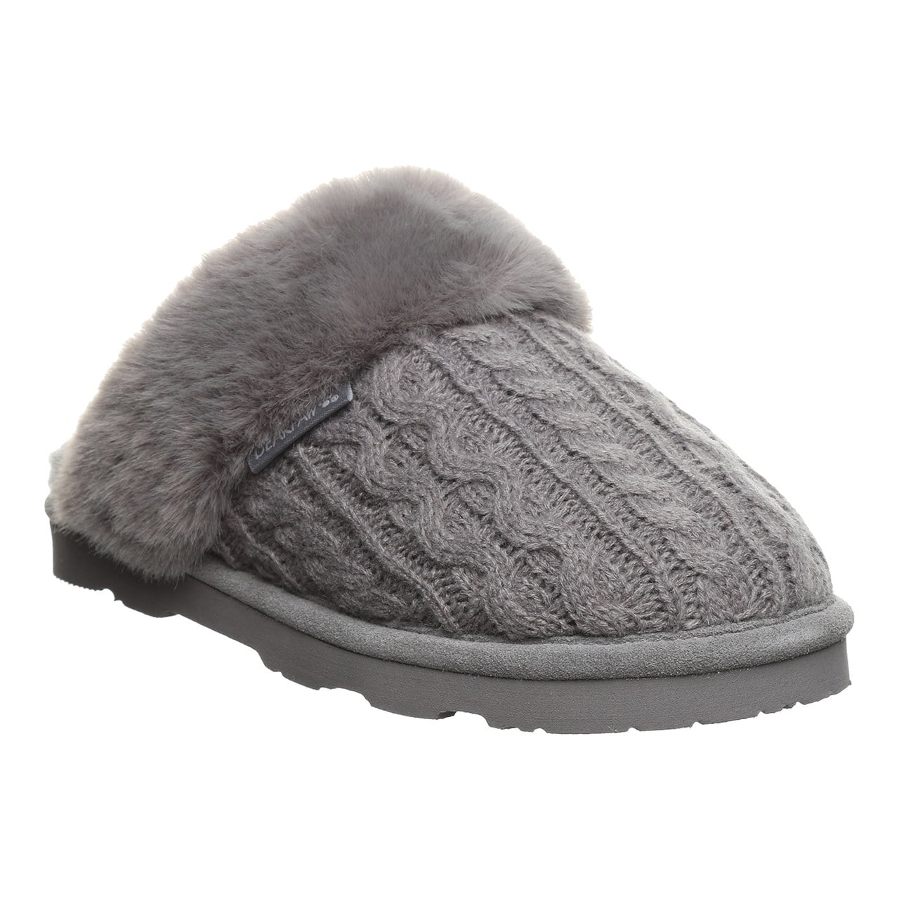Bearpaw Rumie Cable Knit Women's Easy On/Off Slippers - Charcoal - angle main
