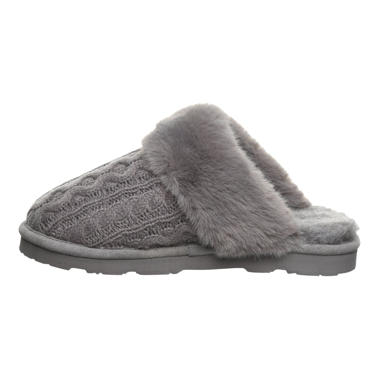 Bearpaw Rumie Cable Knit Women's Easy On/Off Slippers - Charcoal - side view