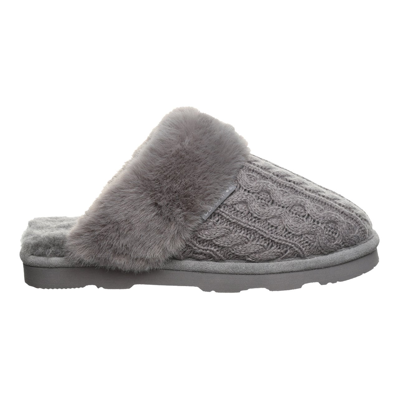 Bearpaw Rumie Cable Knit Women's Easy On/Off Slippers - Charcoal - side view 2