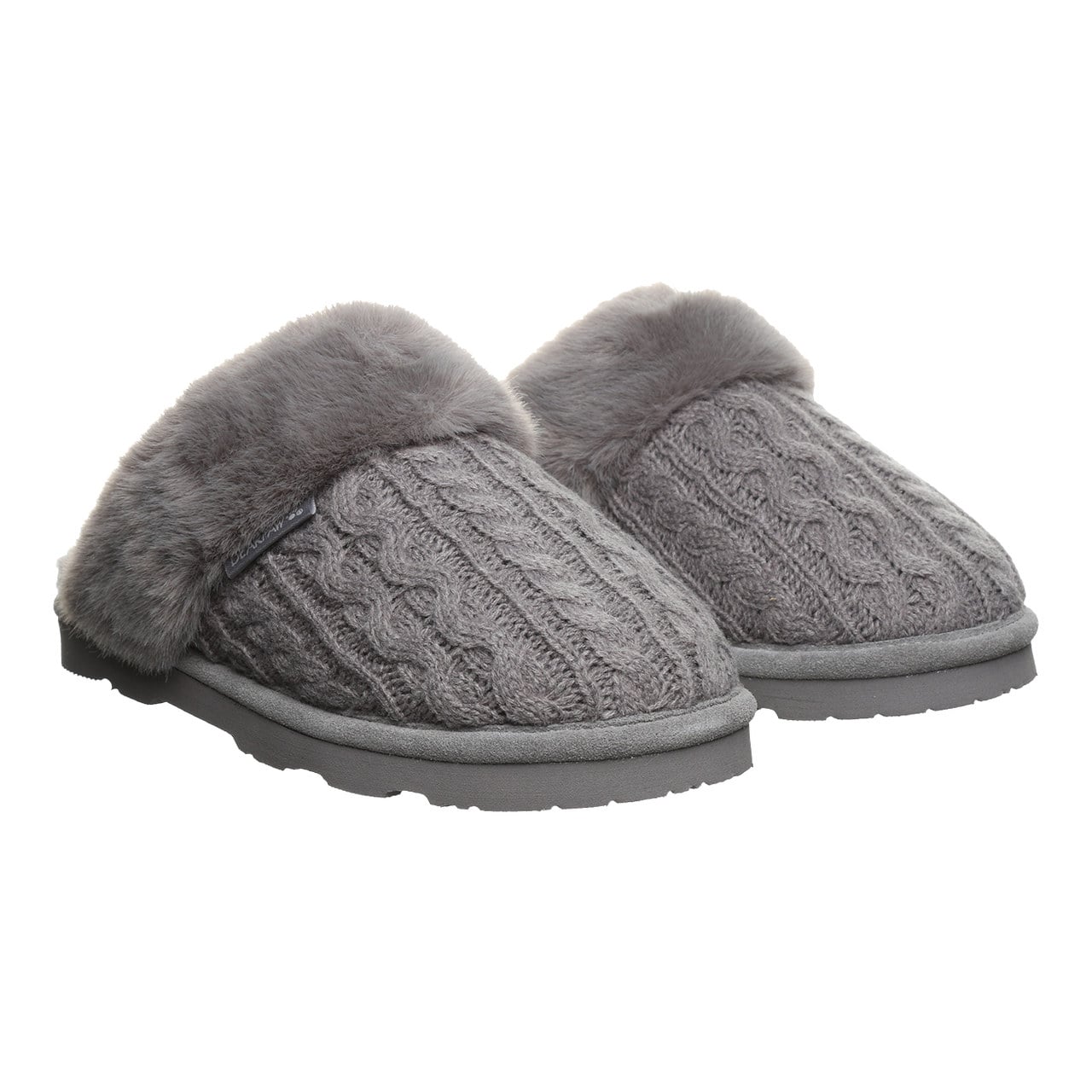 Bearpaw Rumie Cable Knit Women's Easy On/Off Slippers - Charcoal - pair view